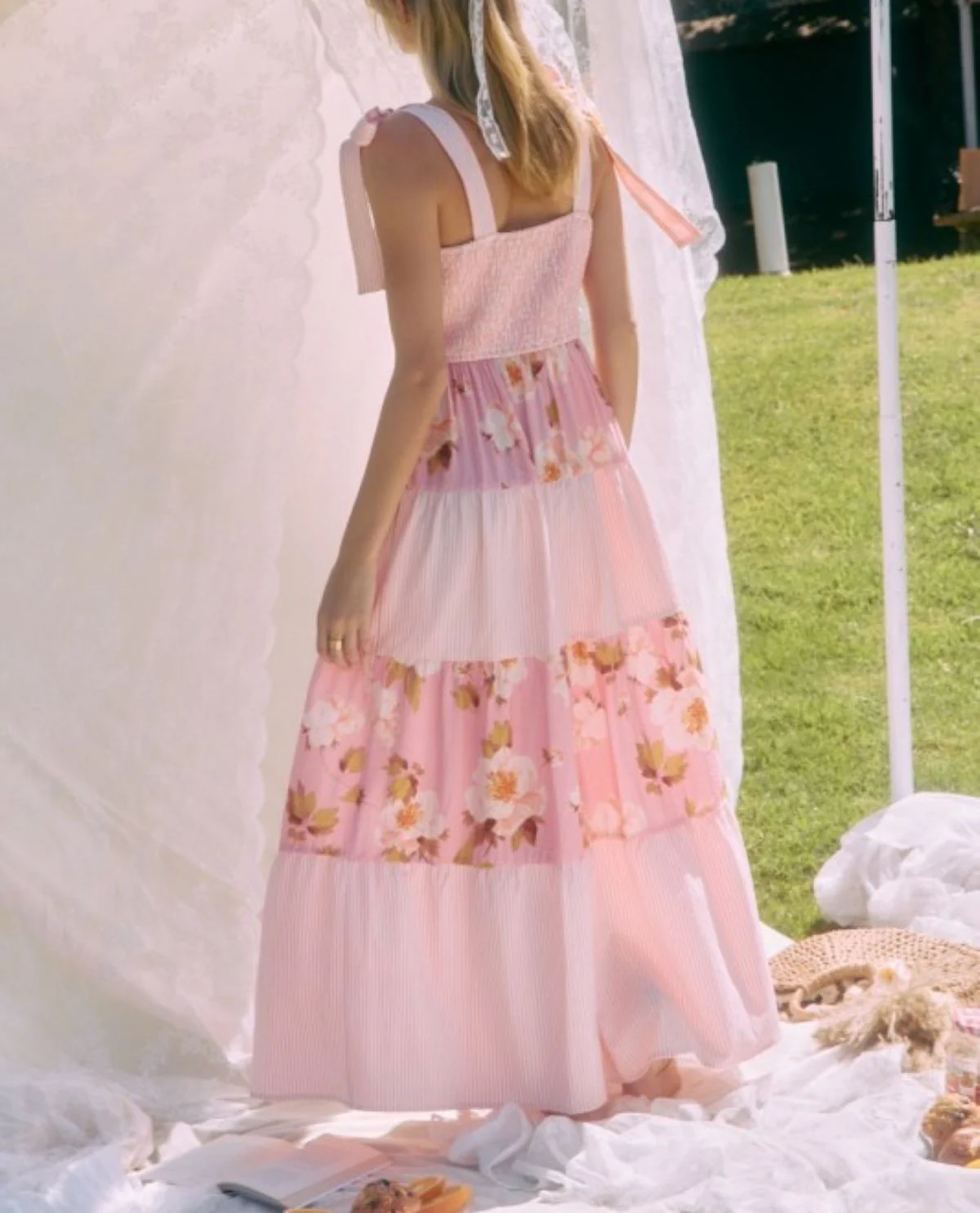 Oddi Colorblock Tiered Dress Pink - Image 2