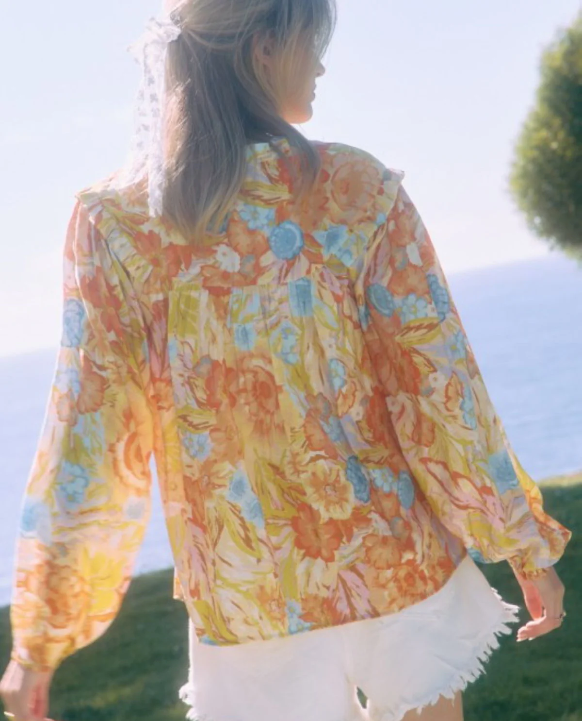 Oddi Floral Blouse With Balloon Sleeves Marigold - Image 2