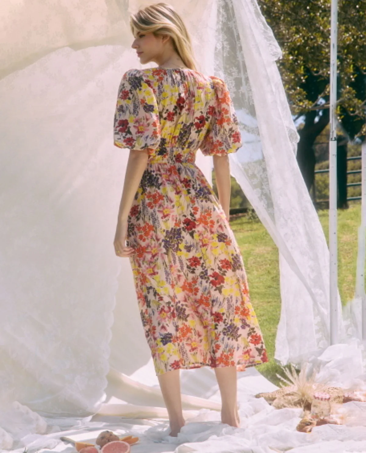 Oddi Floral Print Smocked Waist Dress Botanical - Image 2