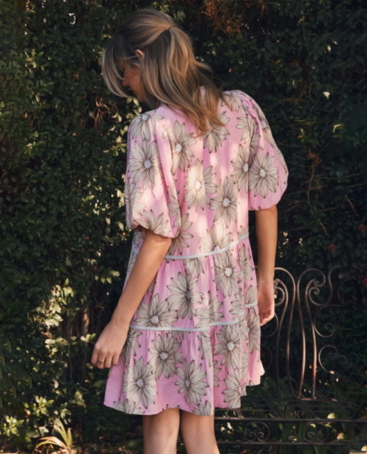 Oddi Floral Print Tiered Dress Pink - Image 2