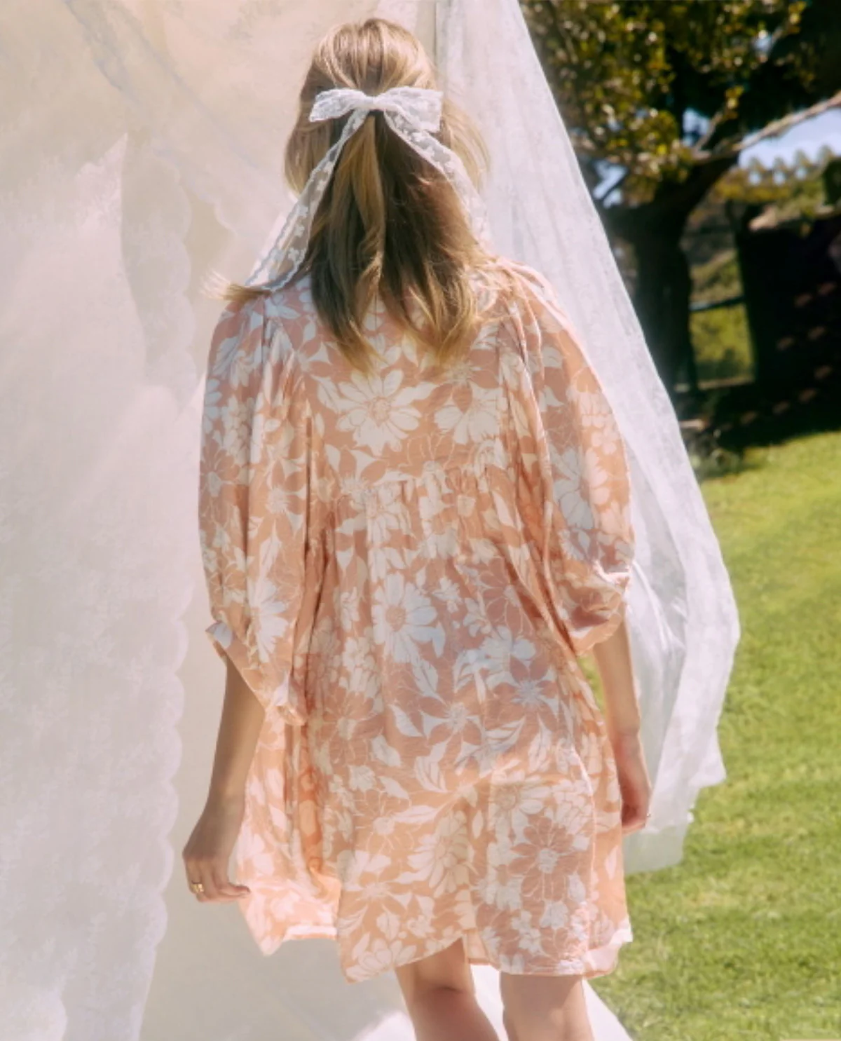 Oddi Floral Smocked Neckline Dress Blushed Petal - Image 2