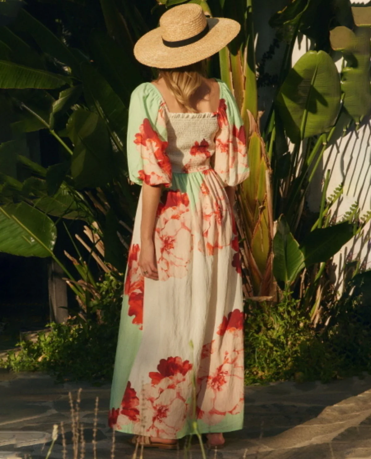 Oddi Floral Print Square Neck Maxi Dress Pistachio - Image 2
