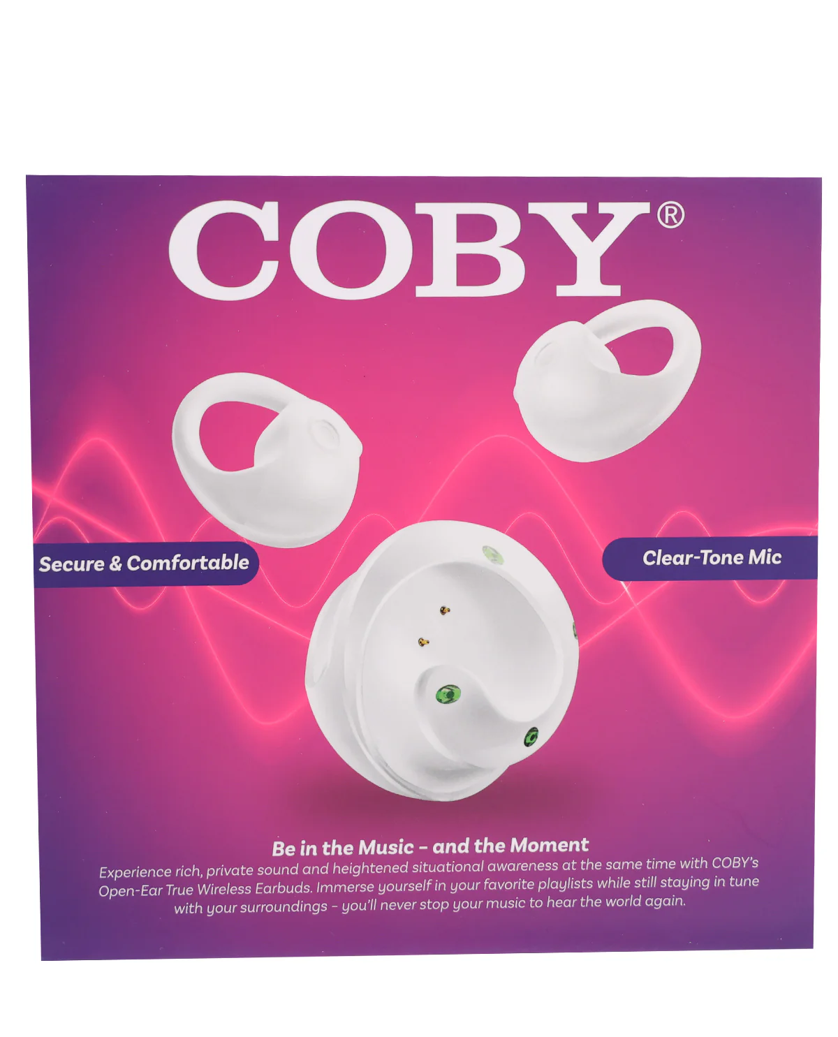 Open-Ear Earbuds (White) With Round Charging Case - Image 2