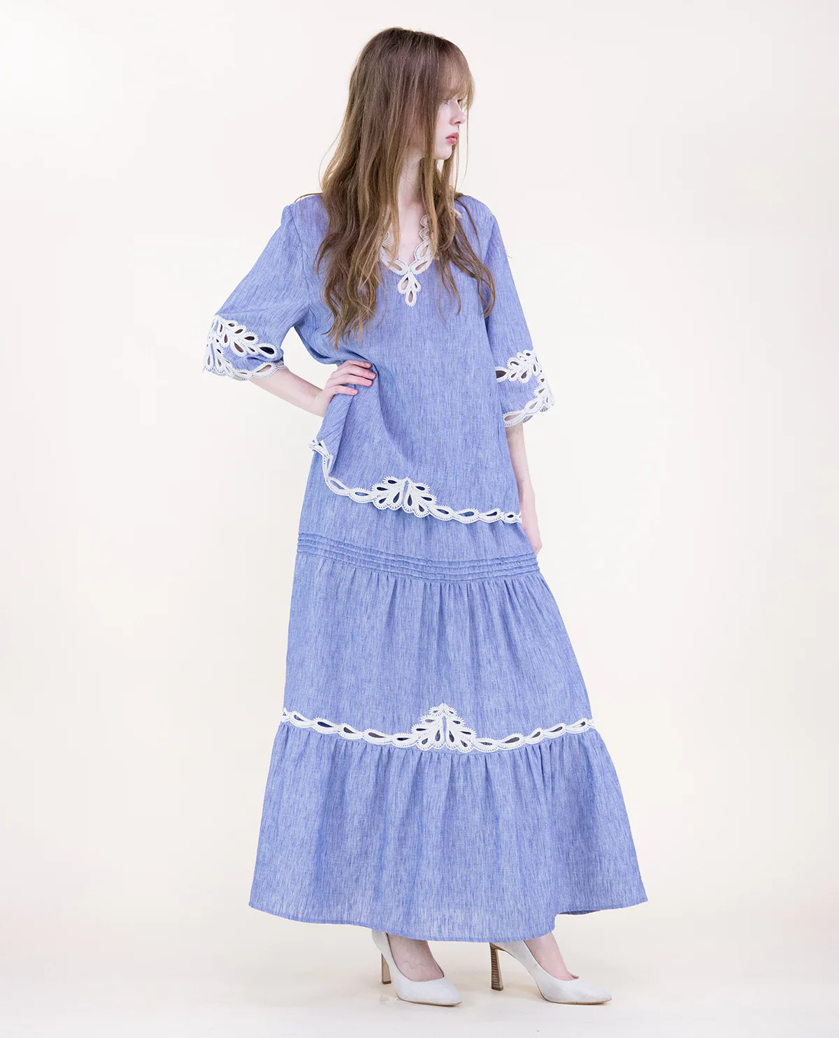 Original USA Eyelet Embroidered Top Denim - Image 2
