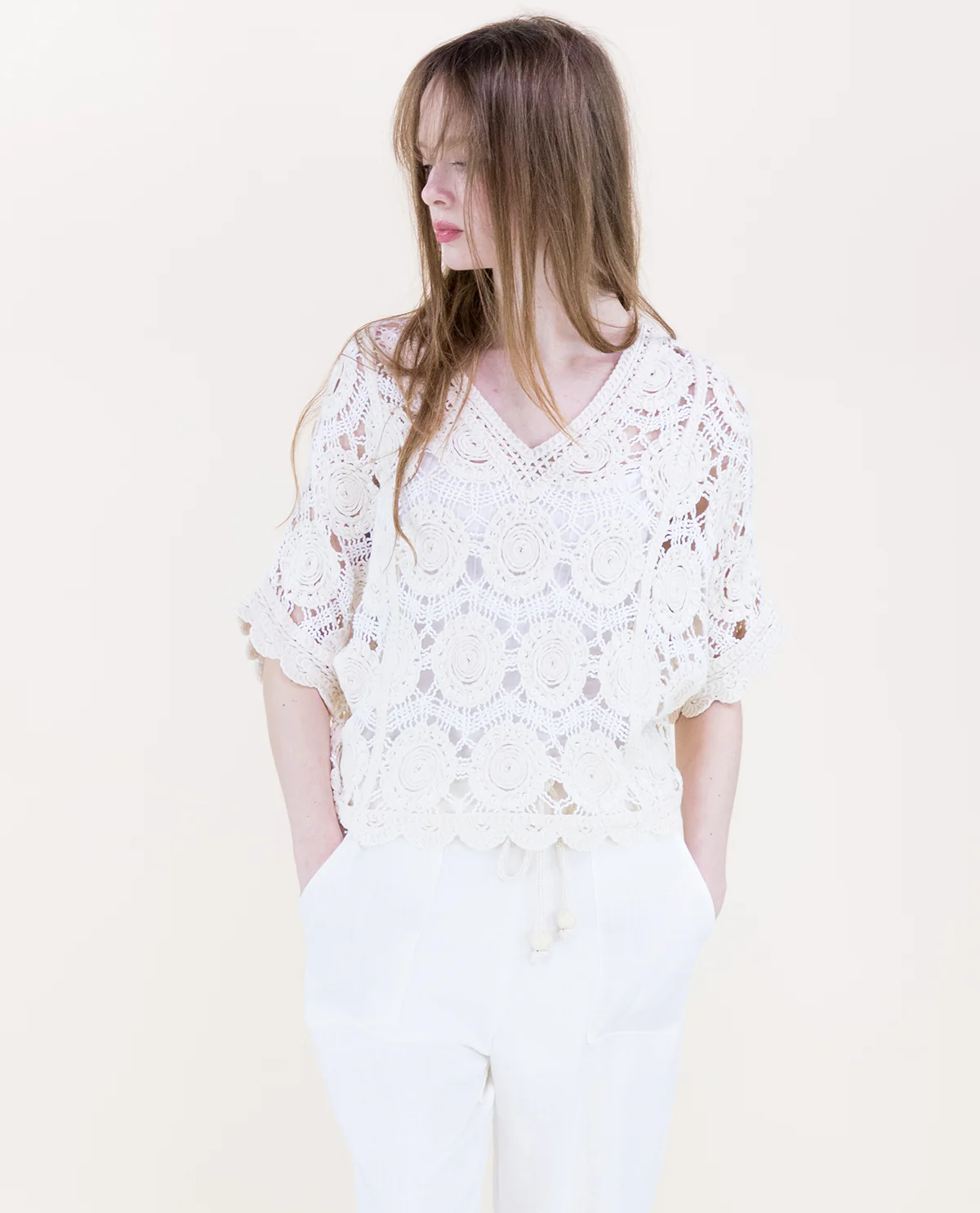Original USA Medallion Crochet Batwing Top - Image 2