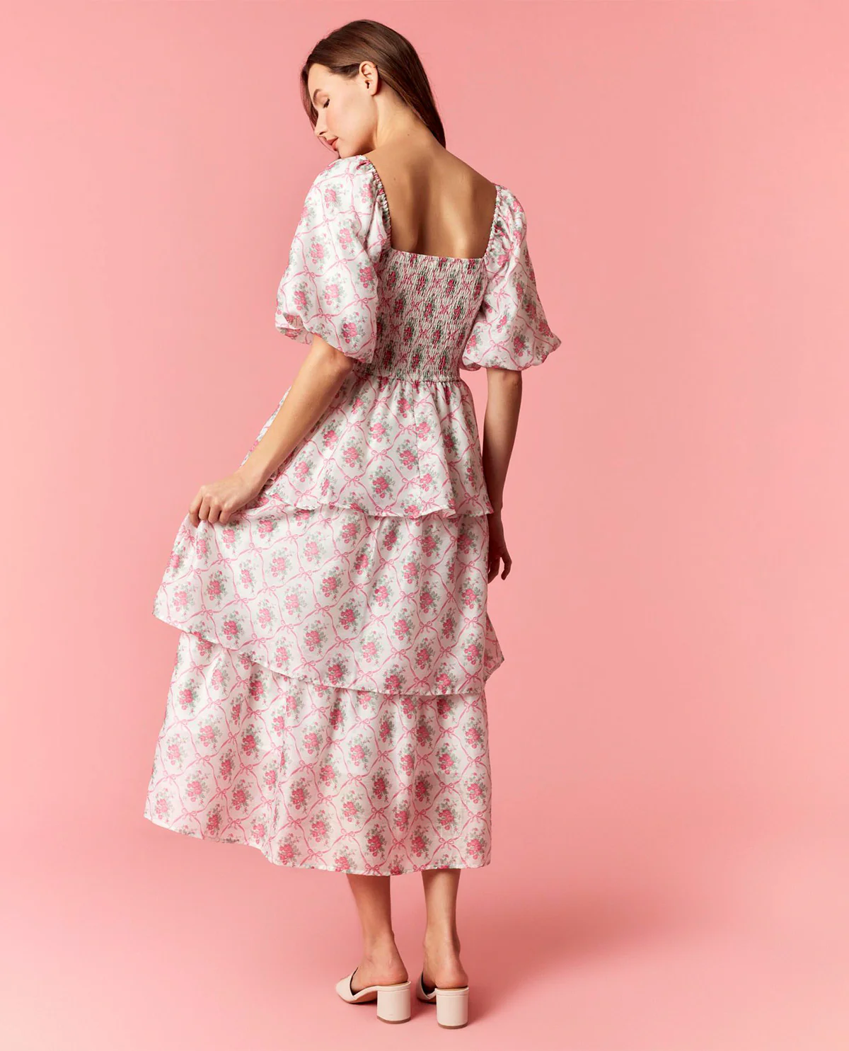 Peach Love Floral Smocked Dress - Image 2