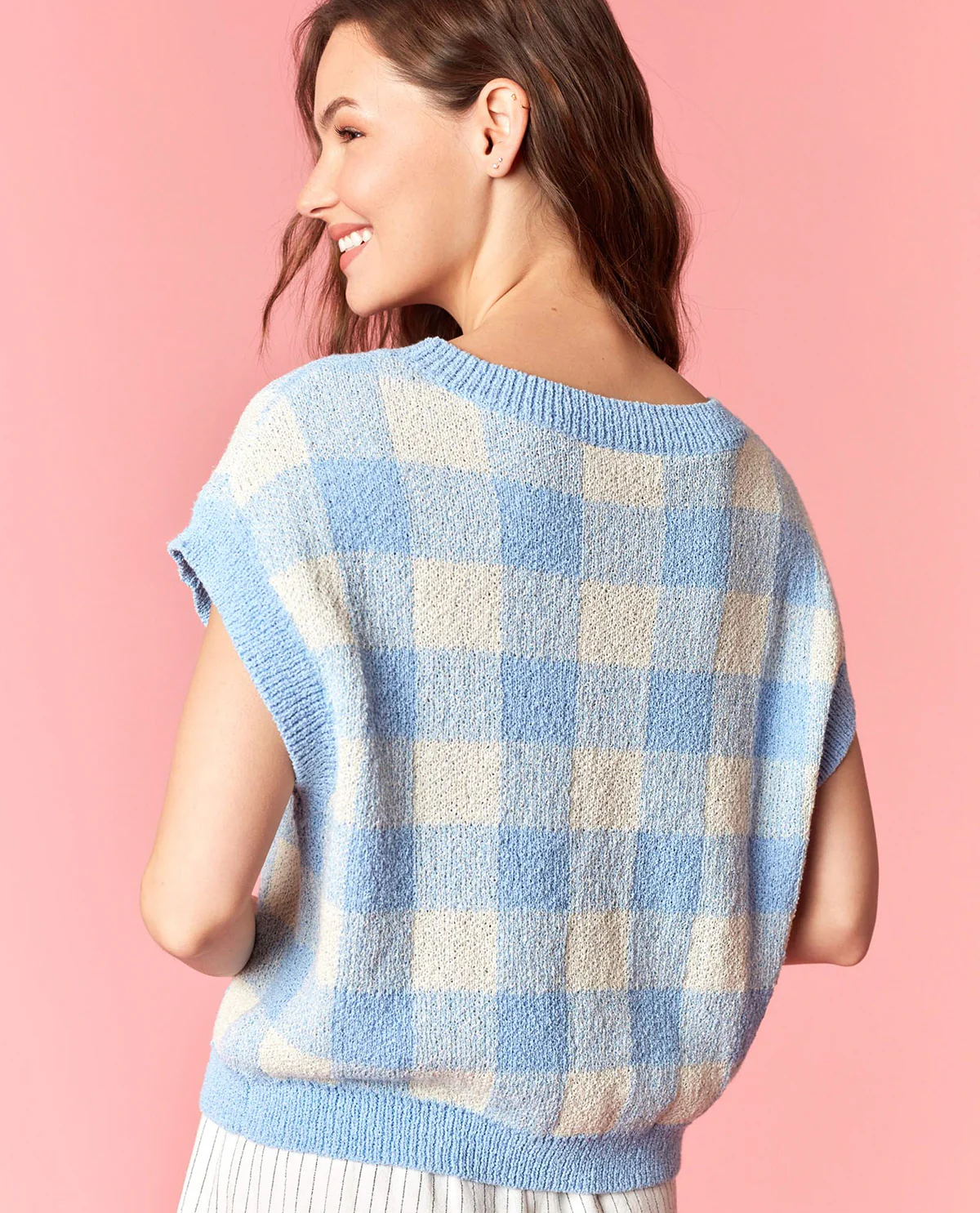 Peach Love Gingham USA Top Lt Blue - Image 2