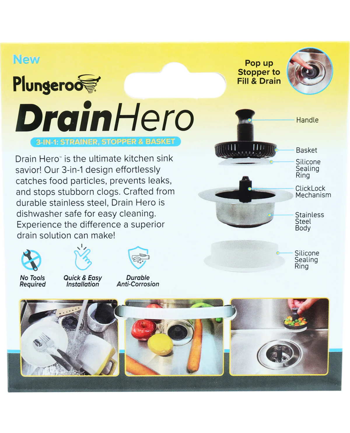 Plungaroo Drain Hero 3-N-1 Strainer - Image 2