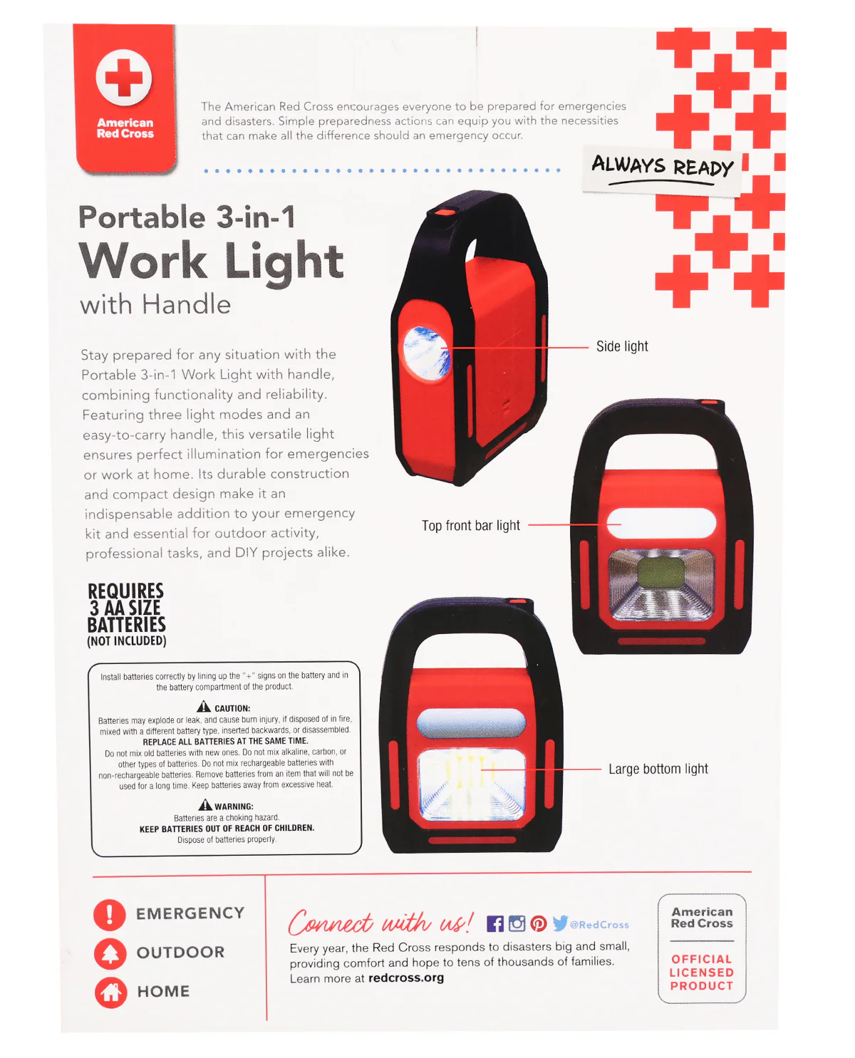 American Red Cross Portable 3-in-1 Work Light - Image 2