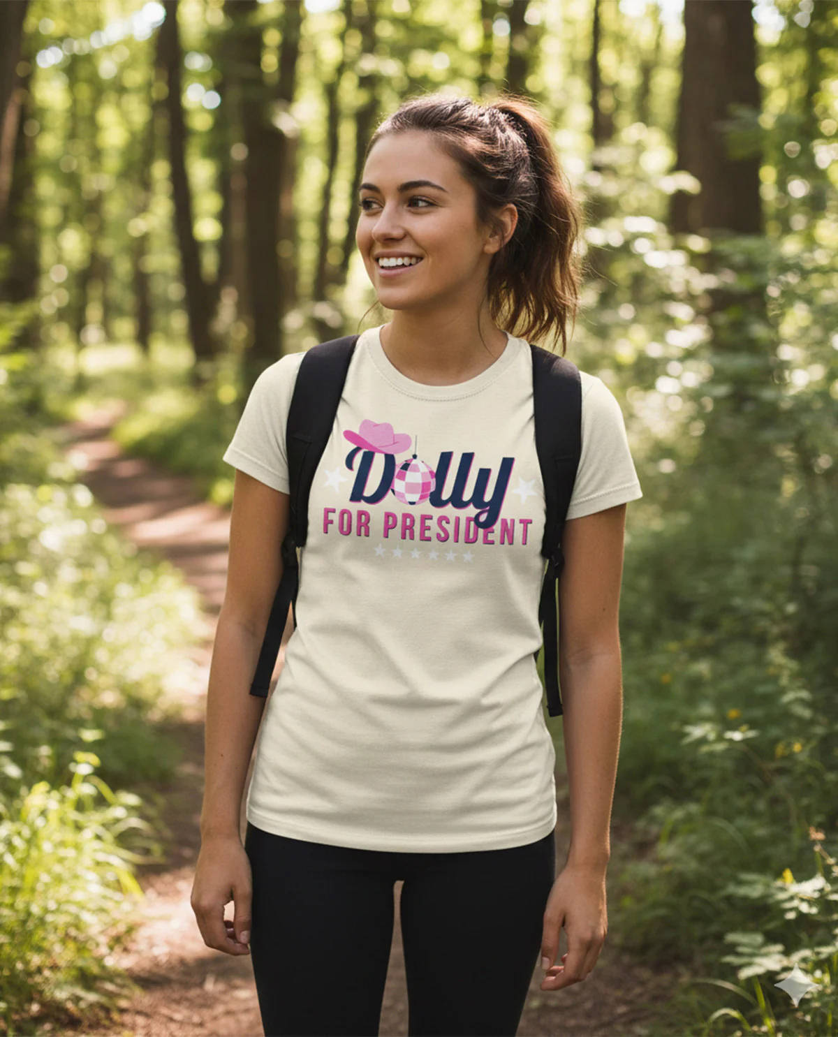 Dolly For President Short Sleeve Screen Tee Natural - Image 2