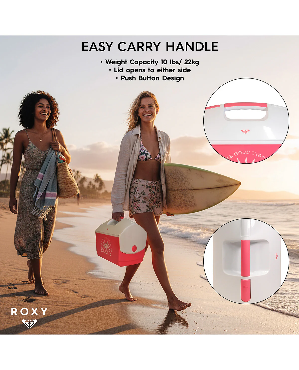 Roxy 12qt Hard Sided Cooler Blue/Pink 9 Cans - Image 3