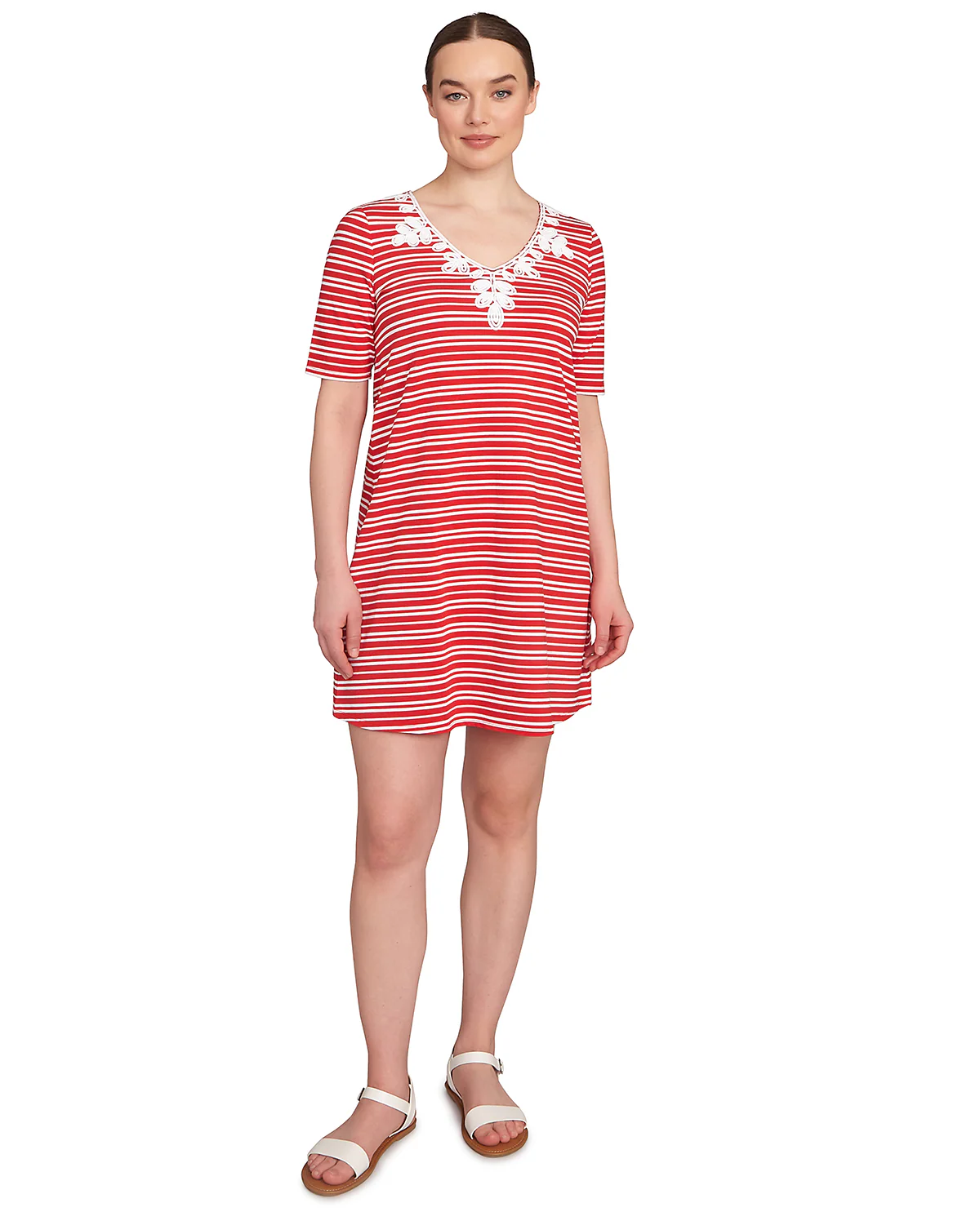 Ruby Road Americana Chic Embroidered Stripe Dress - Image 2