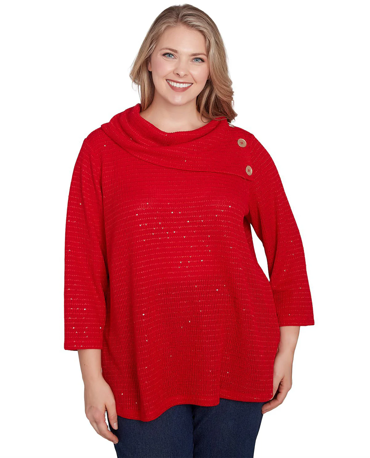 Ruby Road Must Haves II Cowl Neck Sequin Knit Top - Image 3