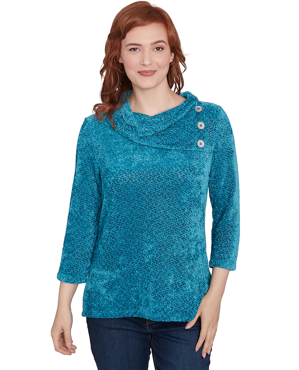 Ruby Road Must Haves II 3/4 Sleeve Shine Chenille Pullover Knit Top - Image 2