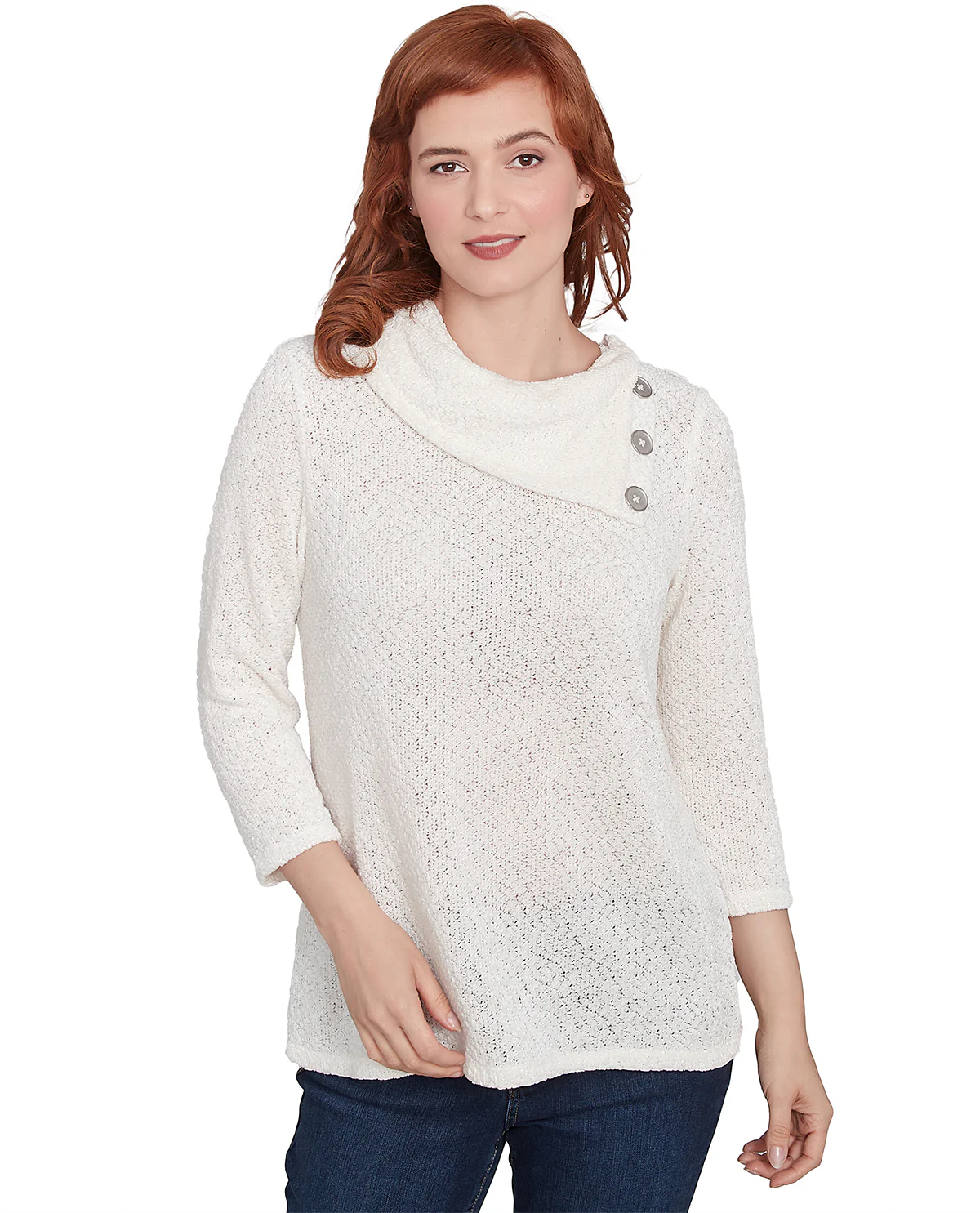Ruby Road Must Haves II 3/4 Sleeve Shine Chenille Pullover Knit Top - Image 3