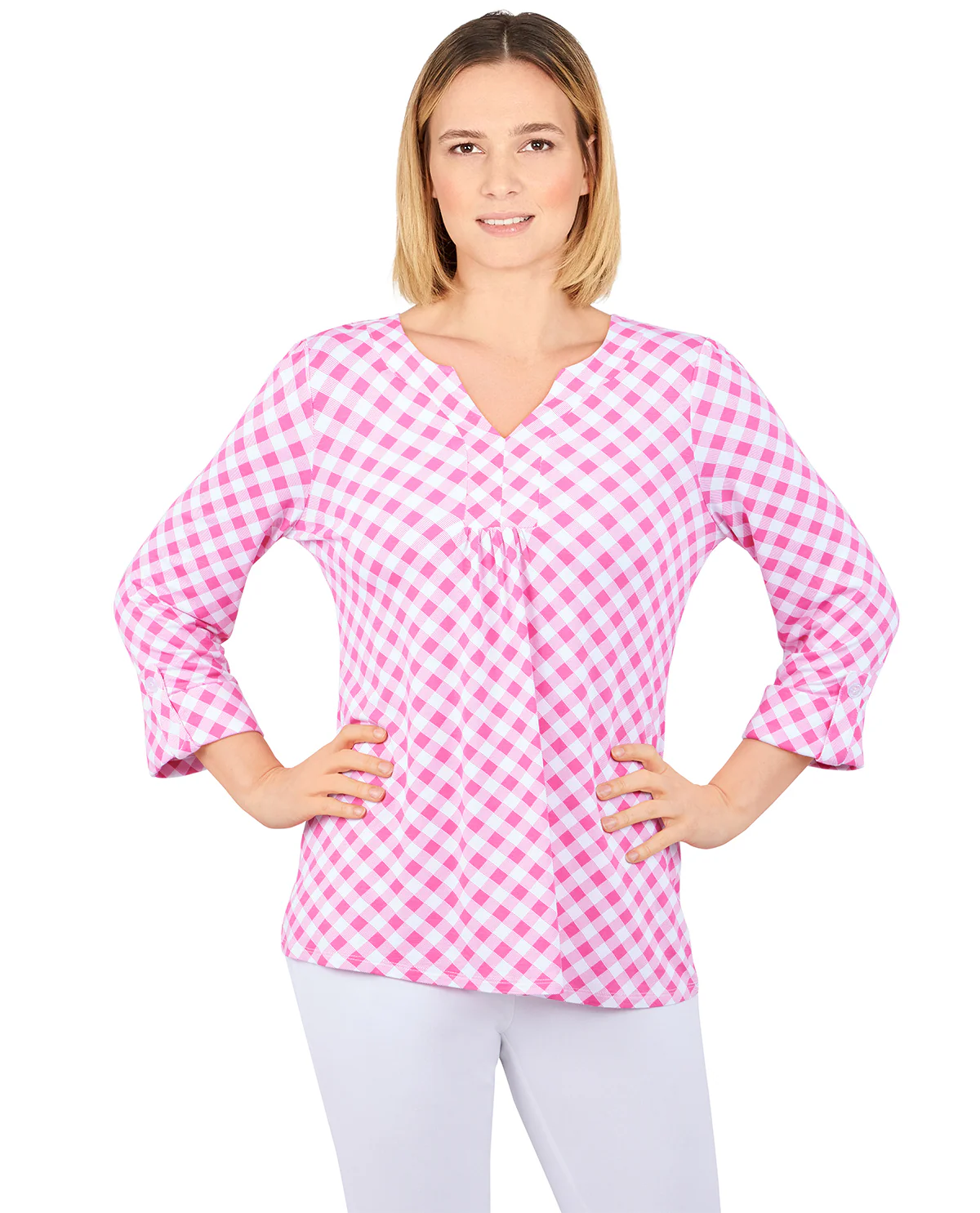 Ruby Road Must Haves II Petite Knit Gingham Top - Image 2