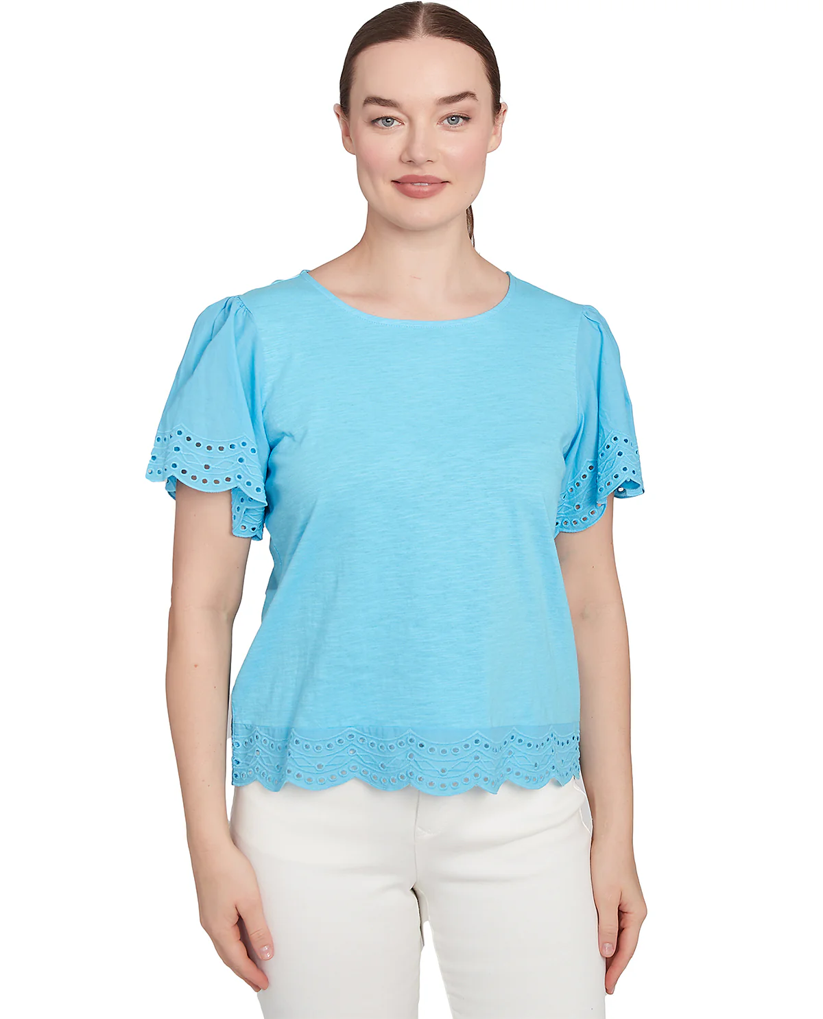 Ruby Road Paradise Cove Embroidered Solid Knit Top - Image 2