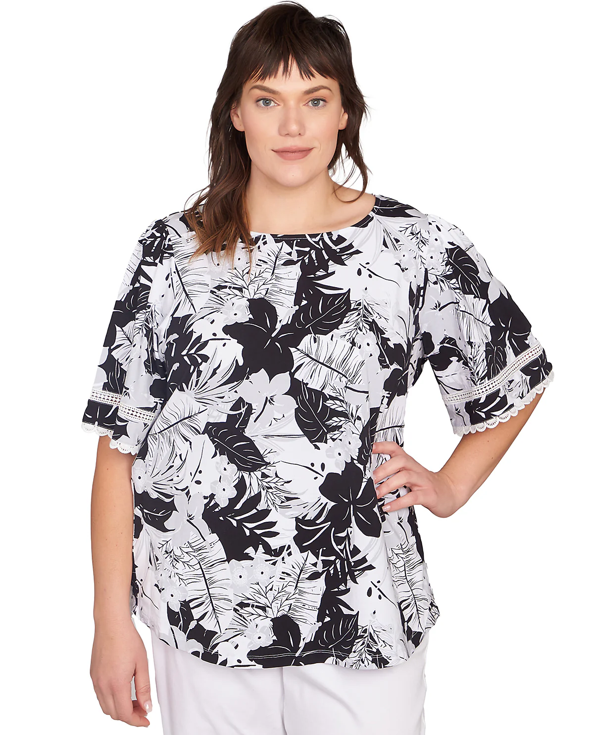 Ruby Road Puttin On the Prints Floral Knit Top - Image 2