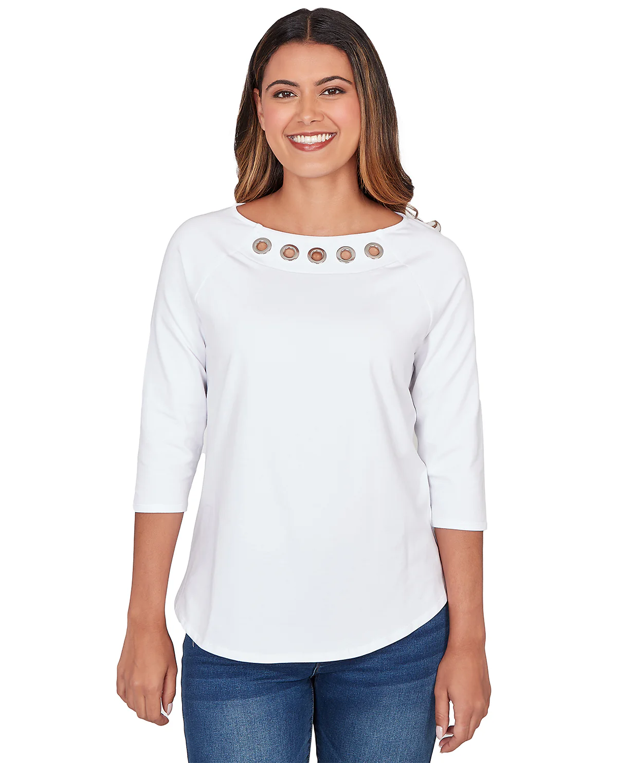 Ruby Road Set Sail 3/4 Sleeve Boat Neck Grommet Top - Image 2