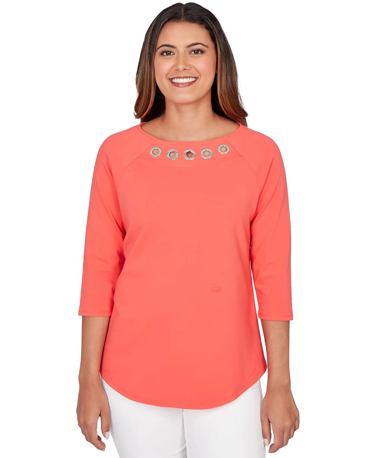 Ruby Road Petite Grommet Solid Knit Top - Image 2