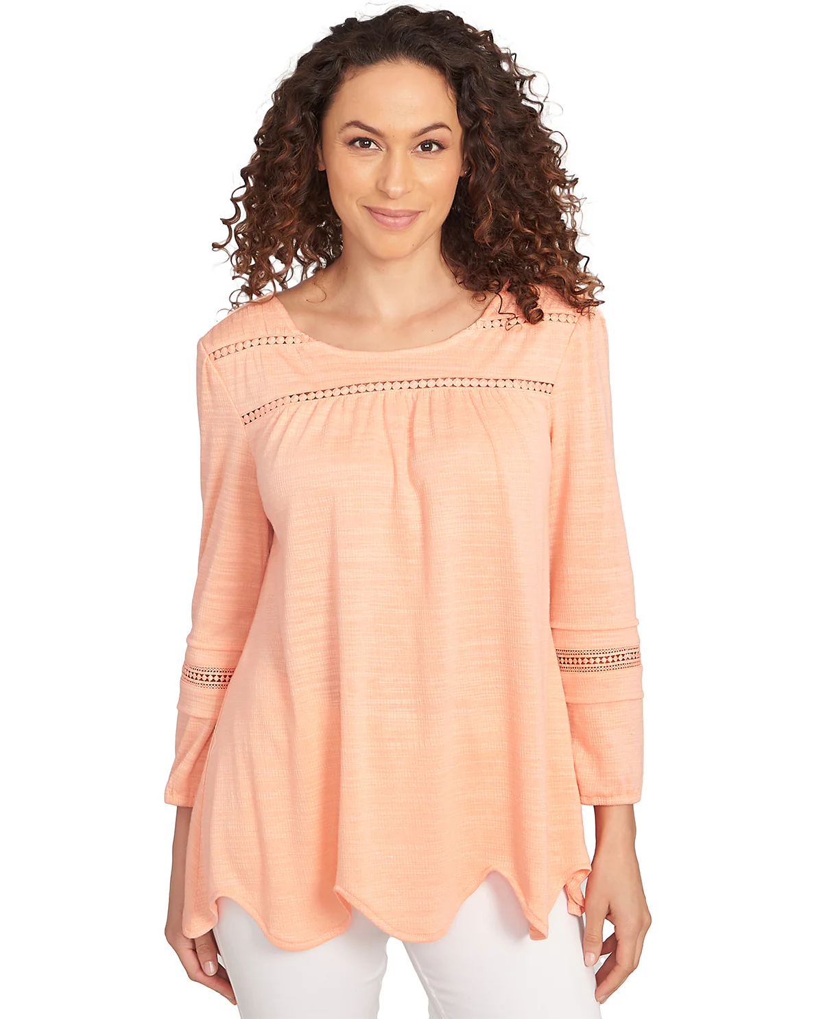 Ruby Road Petite Tropical Oasis Lace Trim Knit Top - Image 2