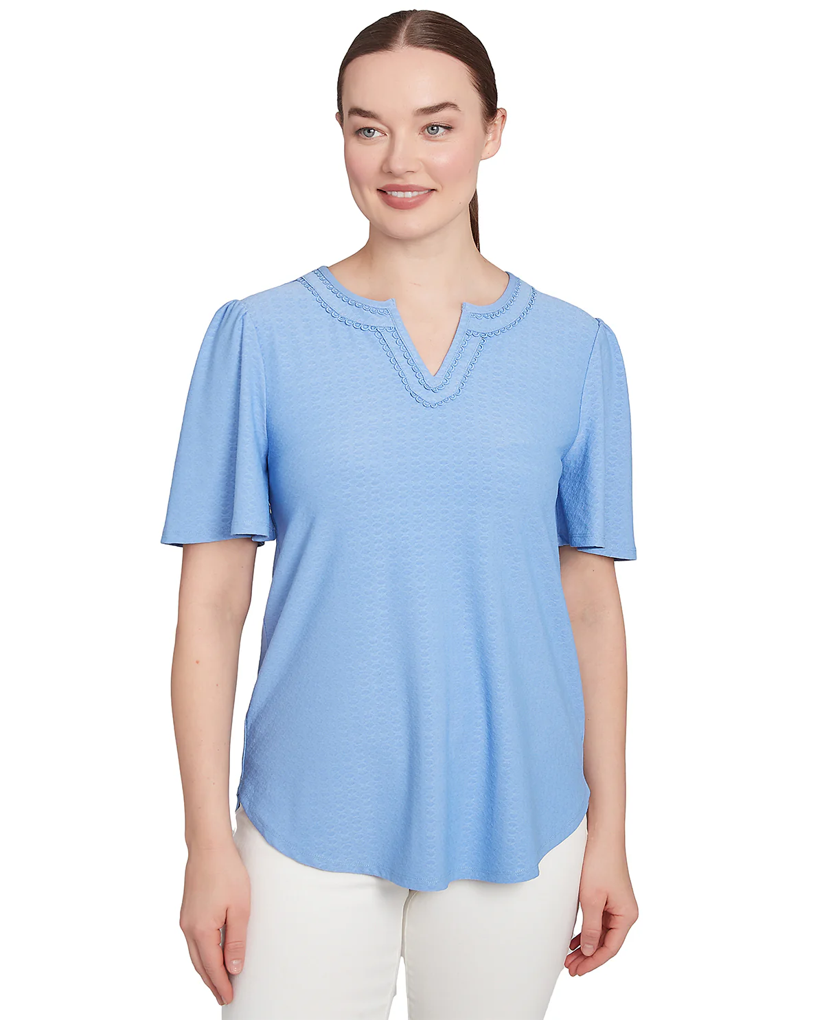 Ruby Road Watercolor Dreams Jacquard Dot Knit Top - Image 2