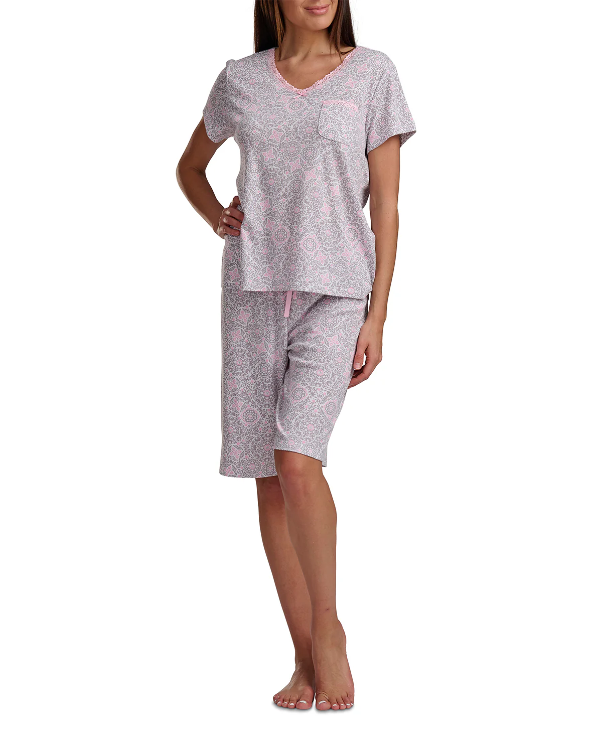 Karen Neuburger Short Sleeve Henley & Bermuda Short Set - Image 2