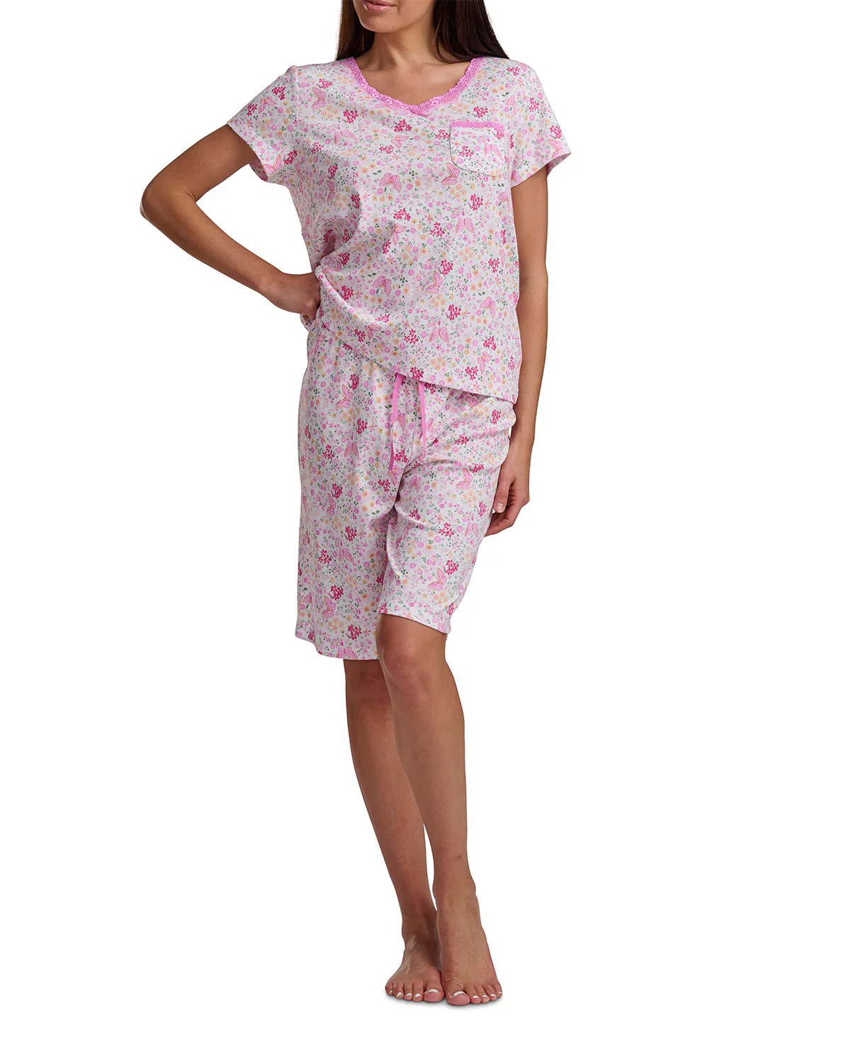 Karen Neuburger Short Sleeve Henley & Bermuda Short Set - Image 3