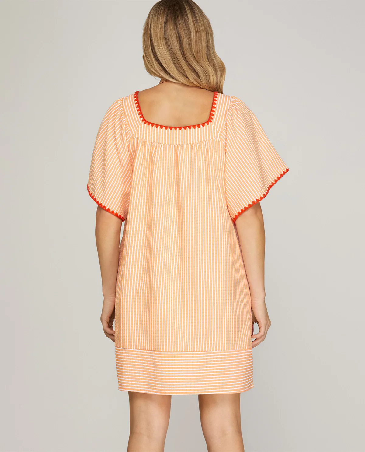 She & Sky Square Neck Dress Apricot - Image 3