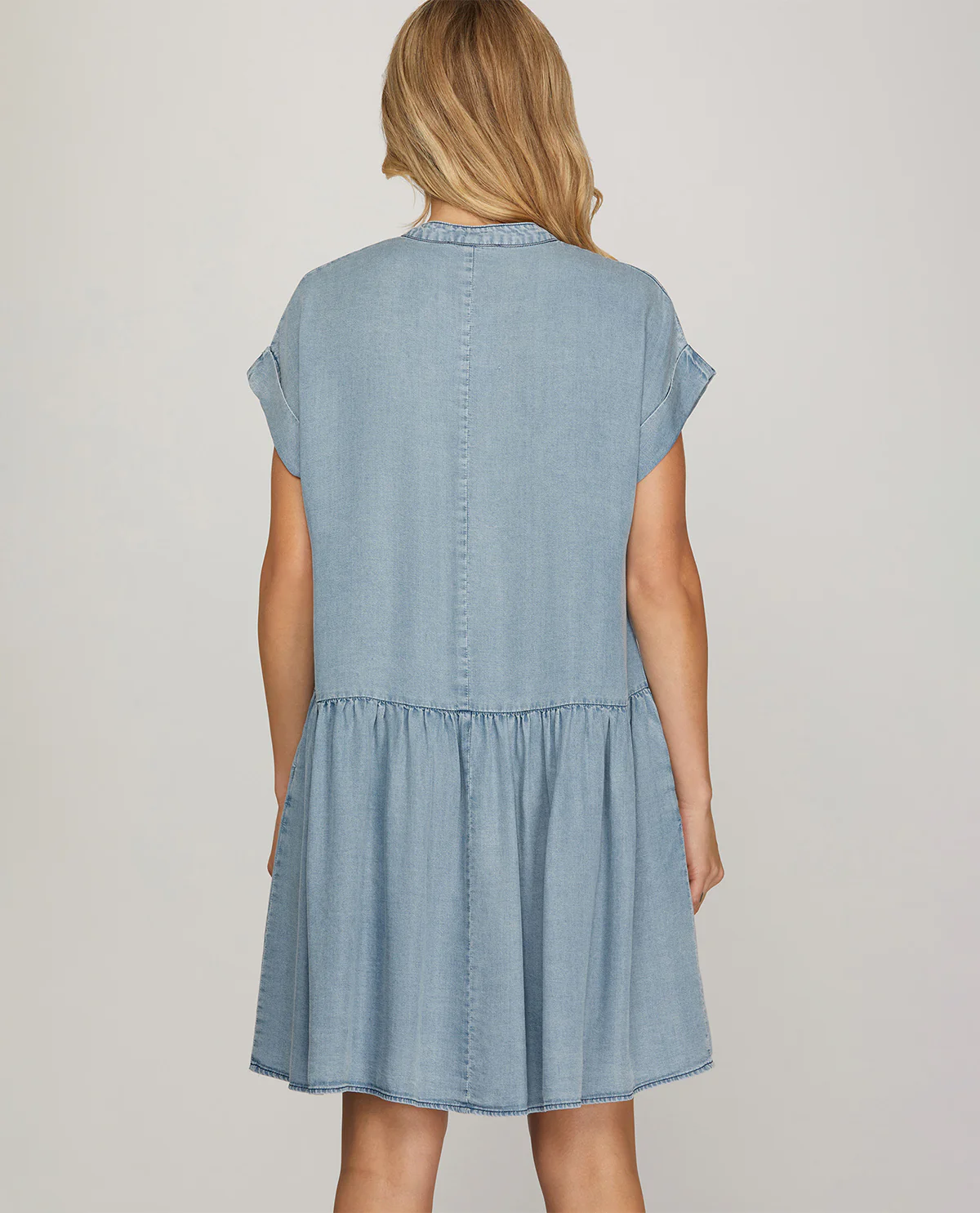 She & Sky Washed Chambray Dress Lt Blue - Image 2