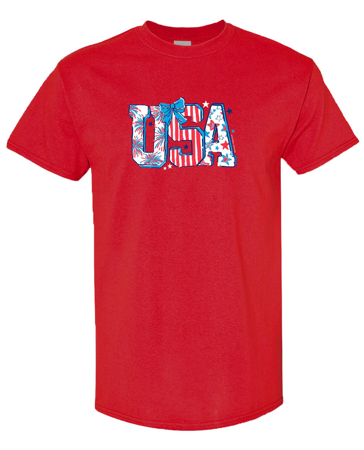 Southern Couture Soft Pattern Letter USA Tee Red - Image 2