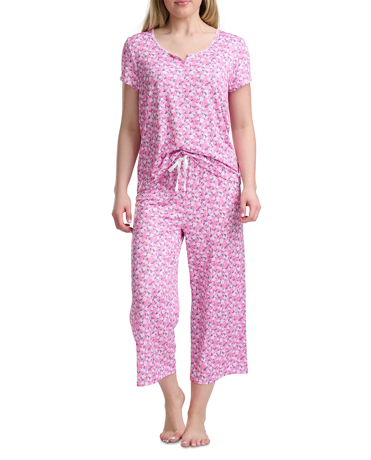 Karen Neuburger Scoop Neck Henley & Crop Pant Set - Image 2