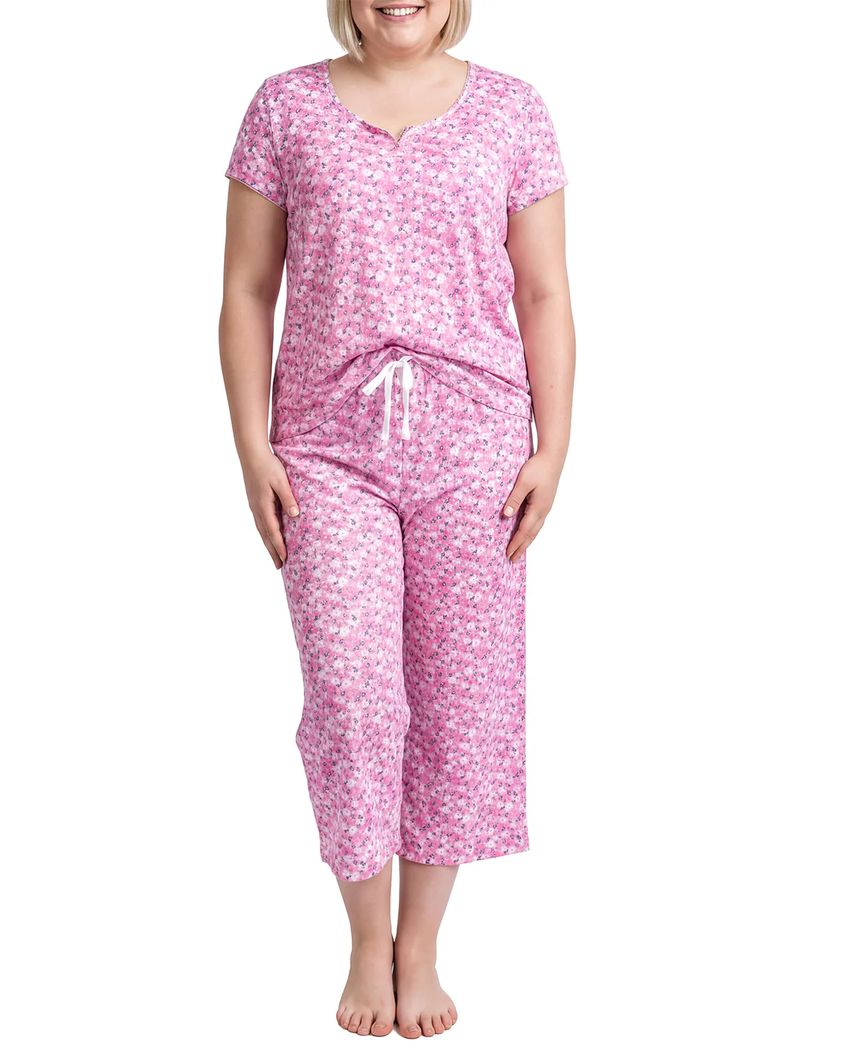 Karen Neuburger Scoop Neck Henley & Crop Pant Set - Image 2
