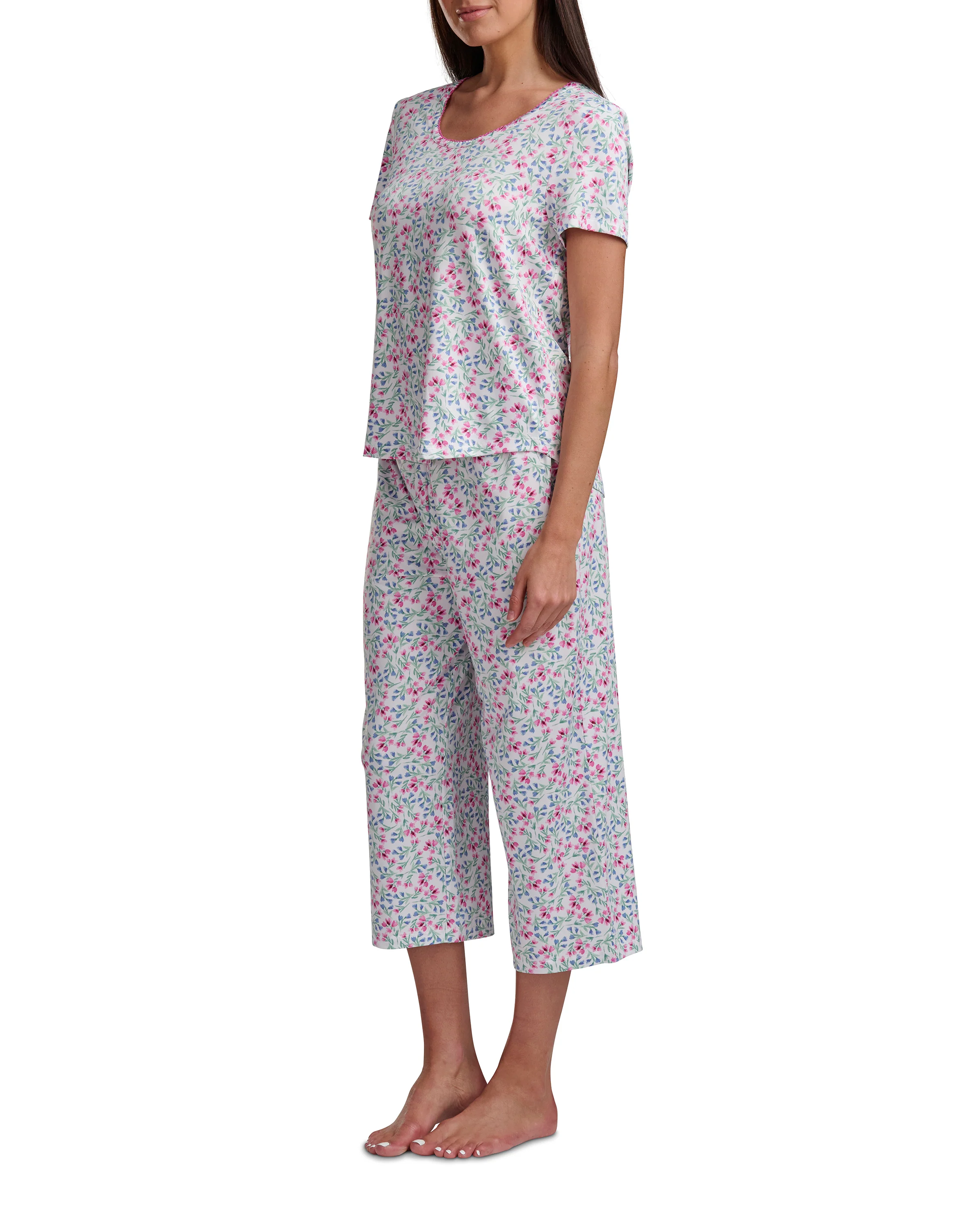 Karen Neuburger Scoop Neck Tee And Crop Pant PJ Set - Image 2