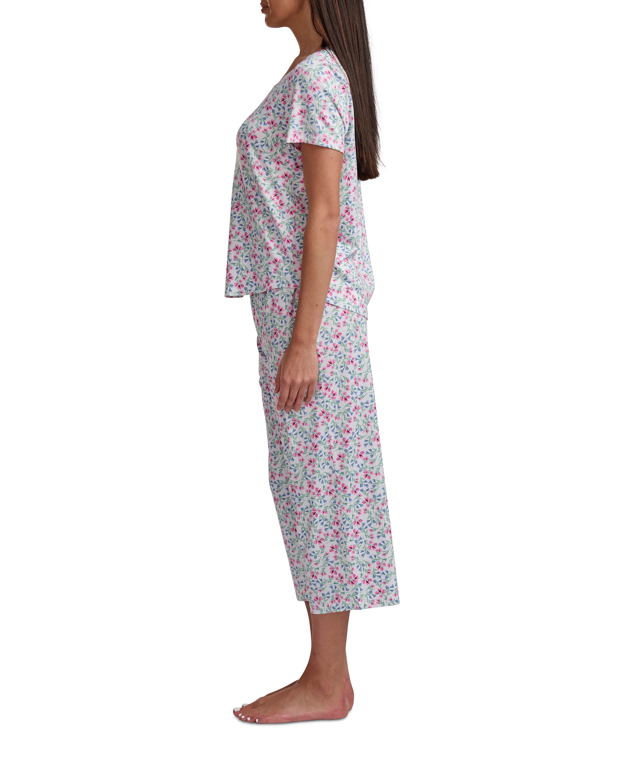 Karen Neuburger Scoop Neck Tee And Crop Pant PJ Set - Image 3