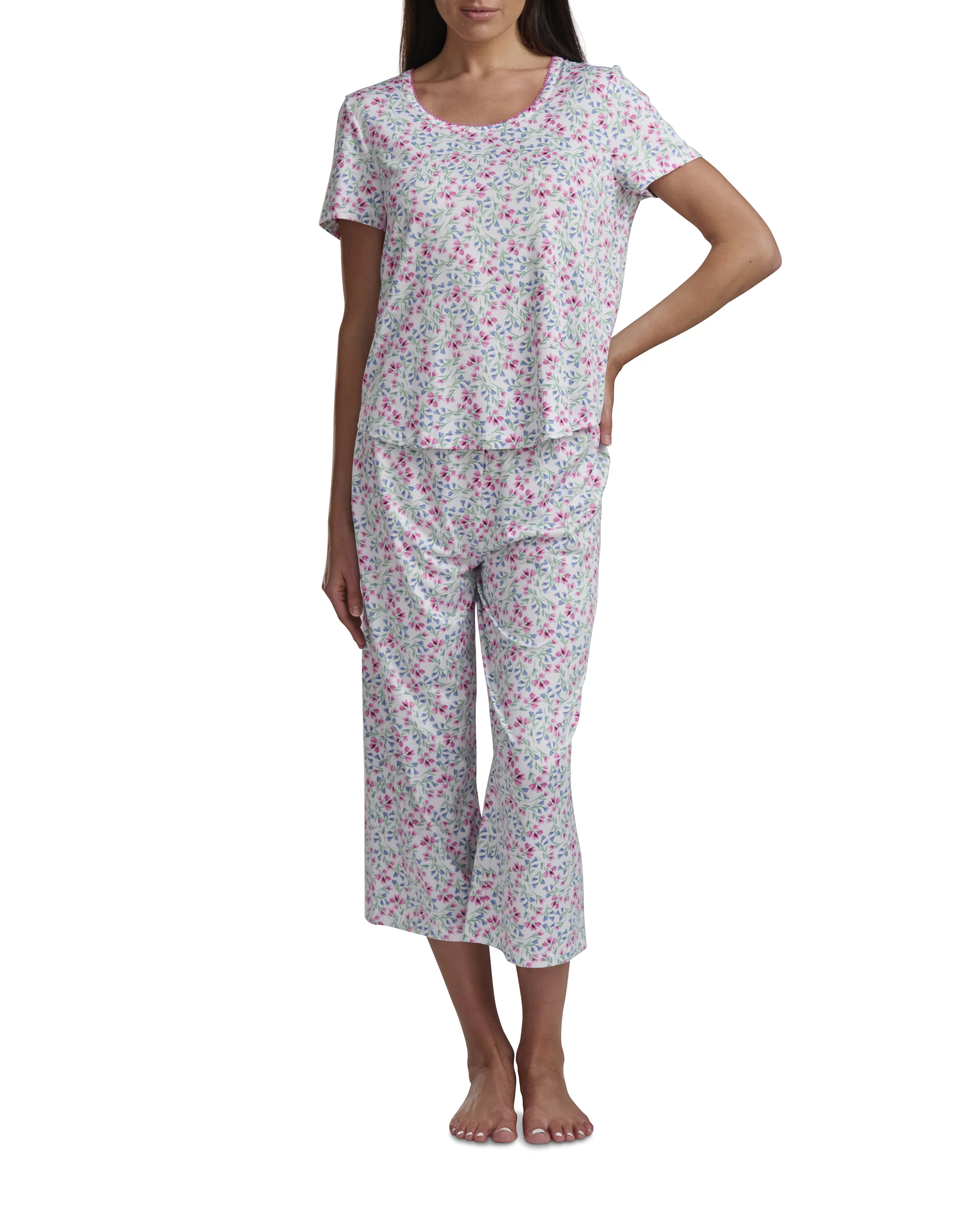 Karen Neuburger Scoop Neck Tee And Crop Pant PJ Set - Image 5