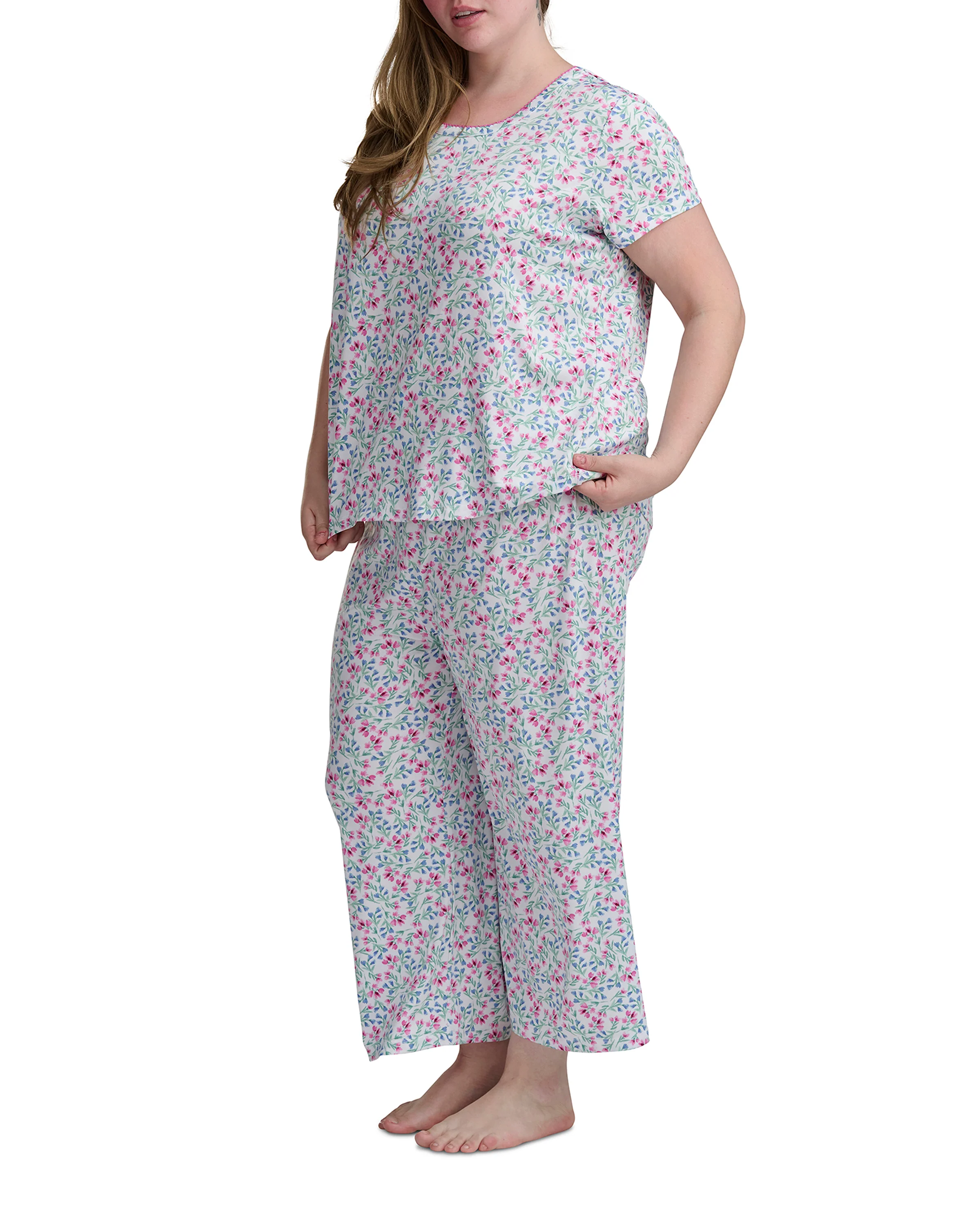 Karen Neuburger Scoop Neck Tee And Crop Pant PJ Set - Image 10