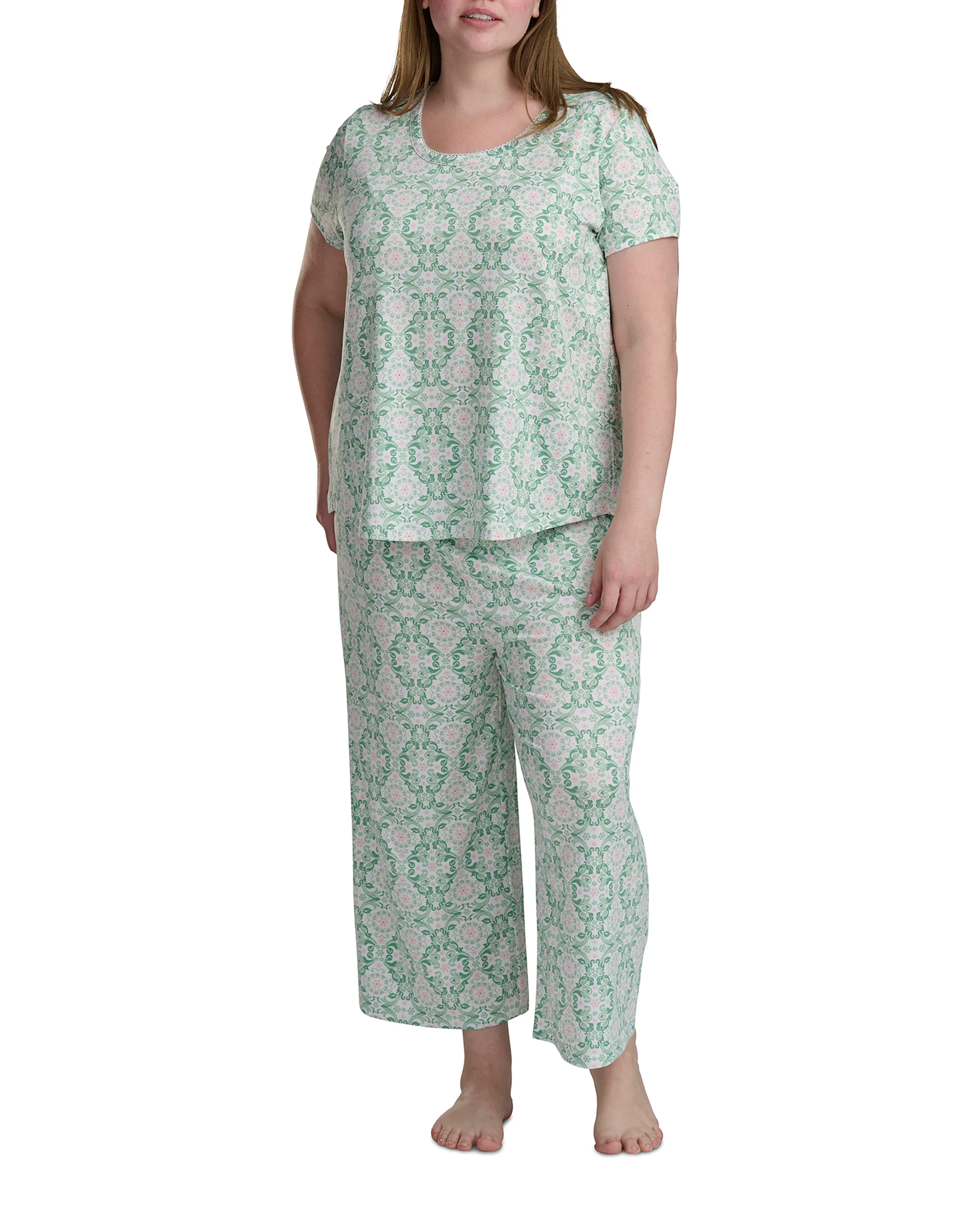 Karen Neuburger Scoop Neck Tee And Crop Pant PJ Set - Image 2