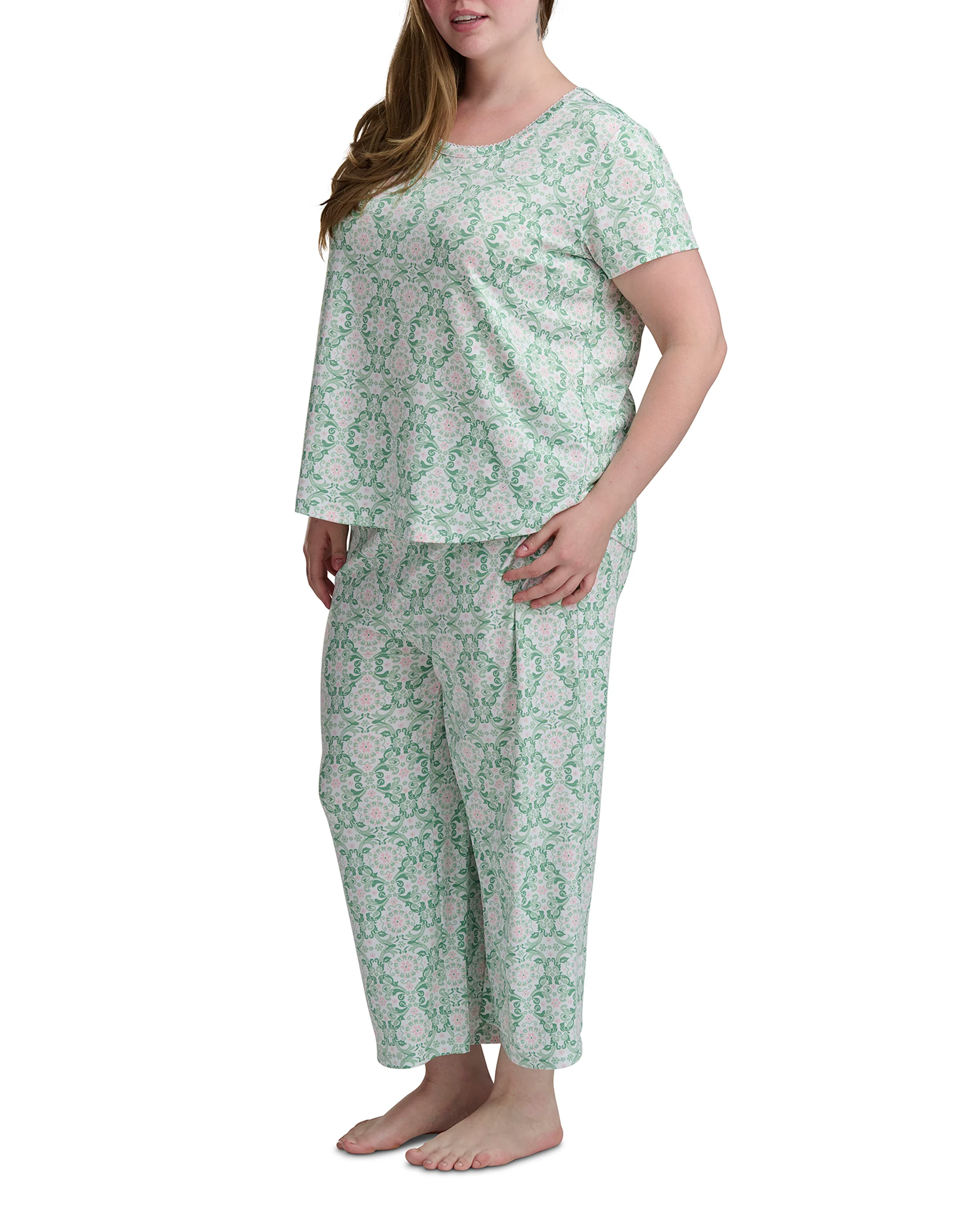 Karen Neuburger Scoop Neck Tee And Crop Pant PJ Set - Image 3