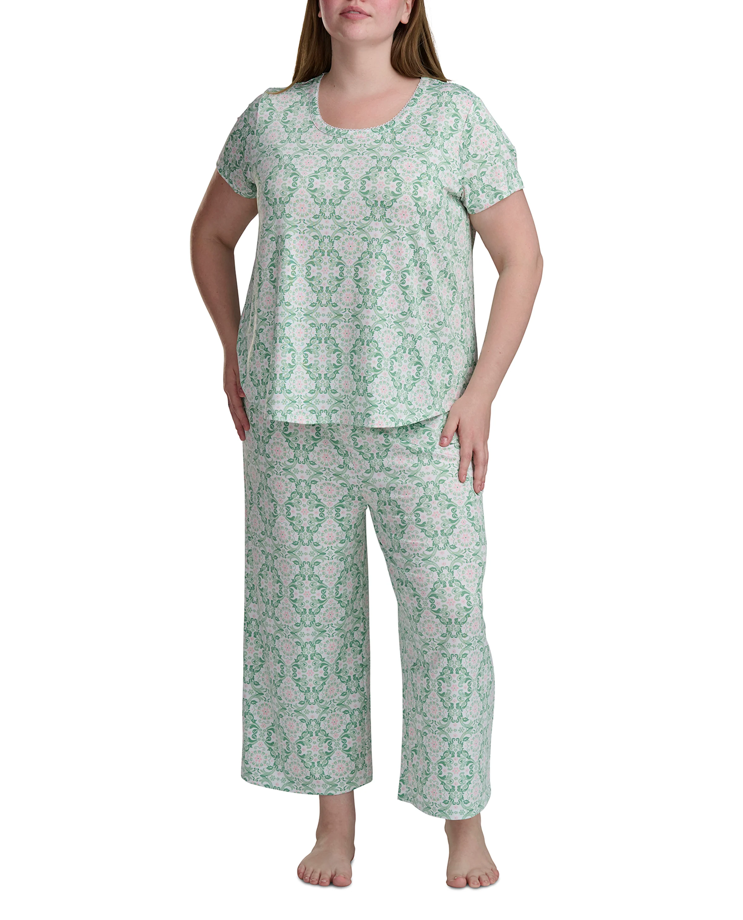 Karen Neuburger Scoop Neck Tee And Crop Pant PJ Set - Image 4