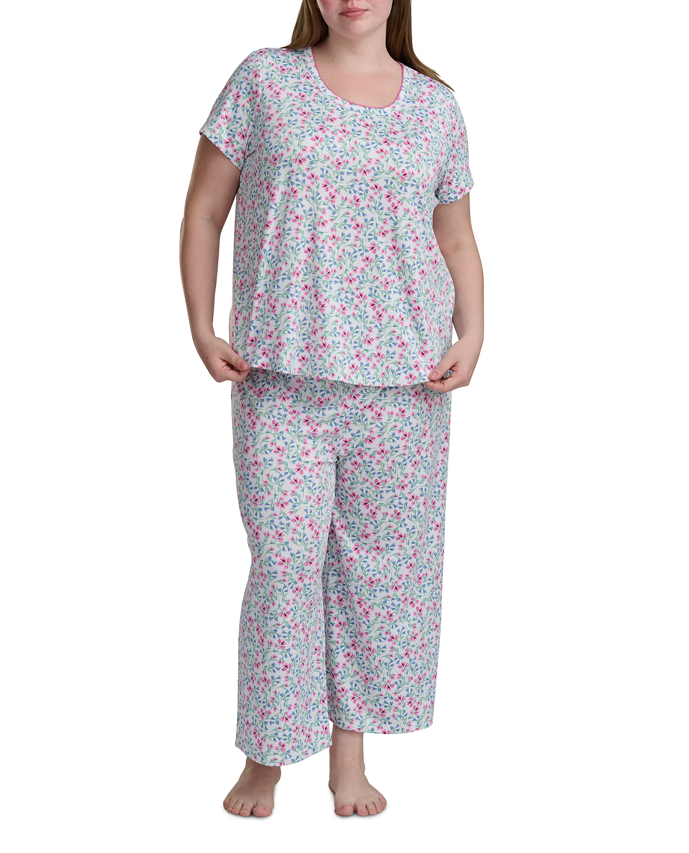 Karen Neuburger Scoop Neck Tee And Crop Pant PJ Set - Image 5