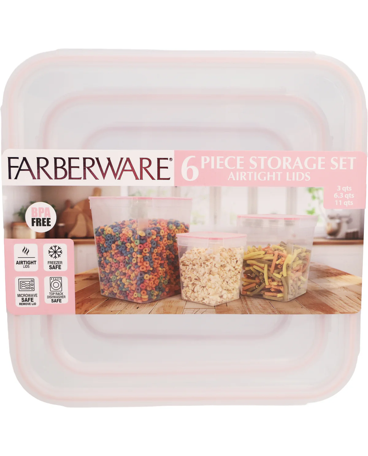Set Of 3 Deep Square Containers Blush Liner - Image 2