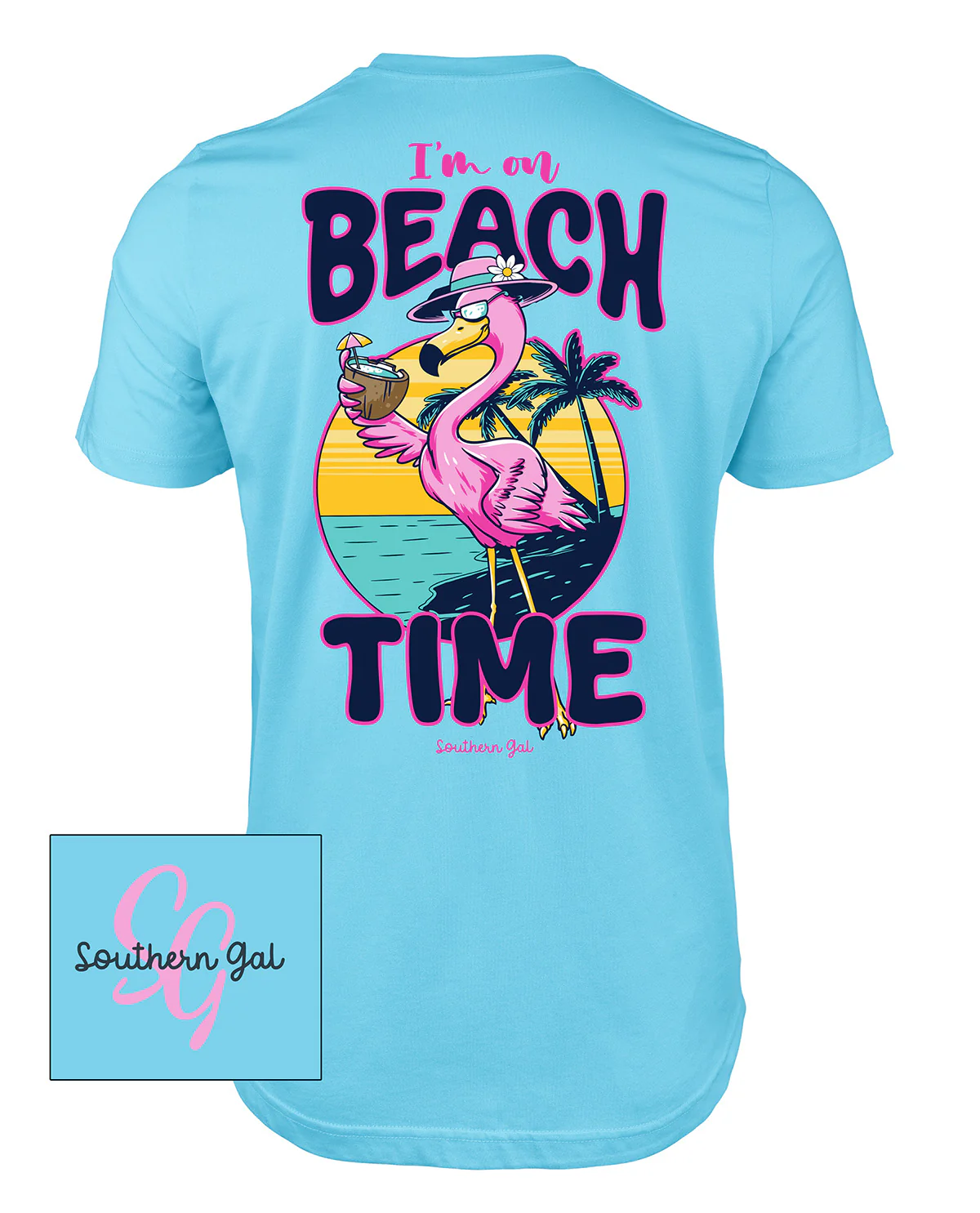 Southern Gal Beach Time Short Sleeve Screen Tee Sky Blue - Image 2