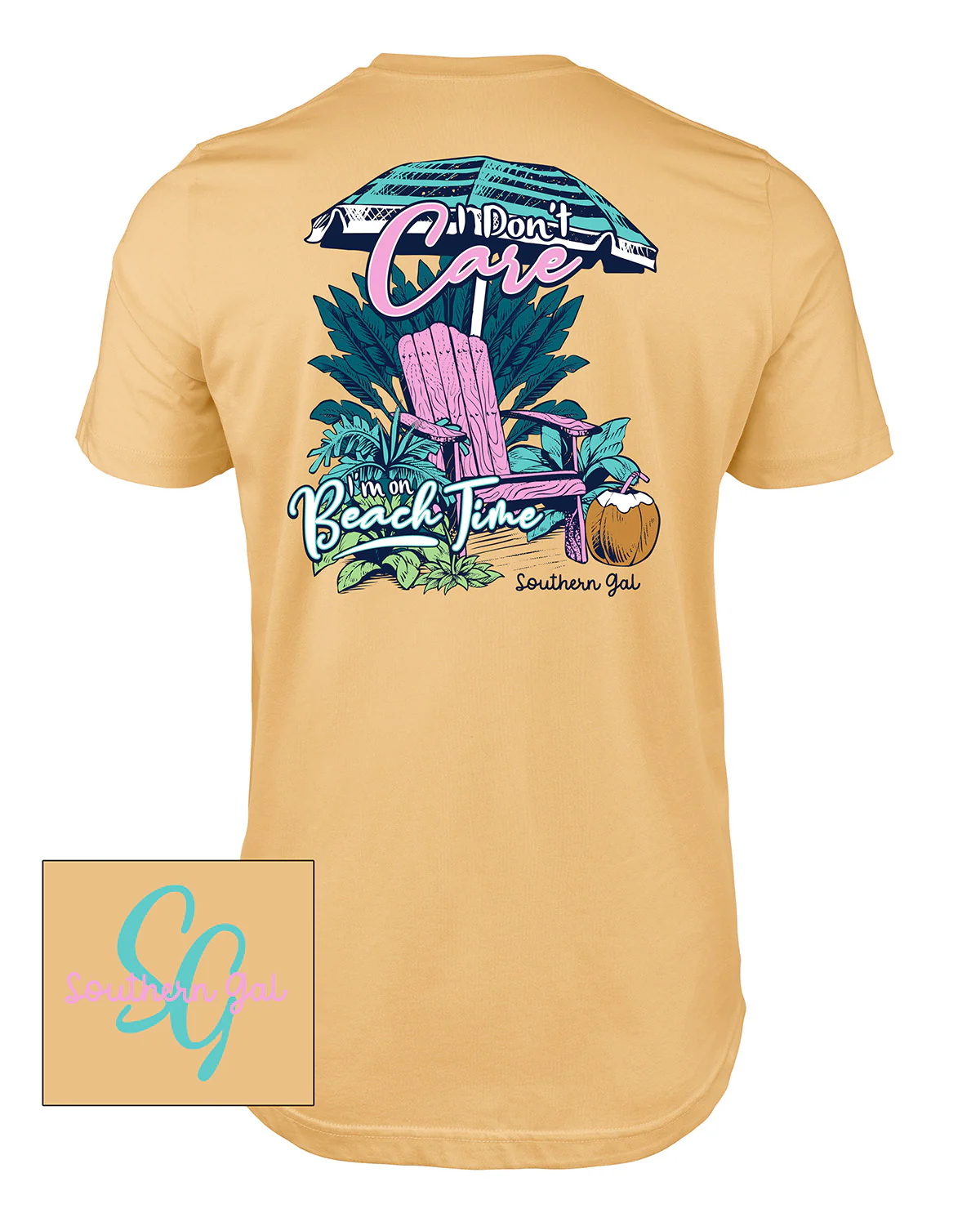 Southern Gal Beach Time Short Sleeve Screen Tee Yellow - Image 2