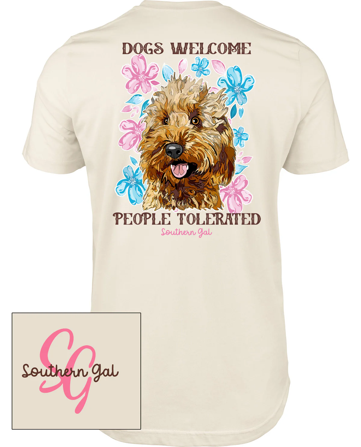 Southern Gal Dogs Welcome Short Sleeve Screen Tee Natural - Image 2