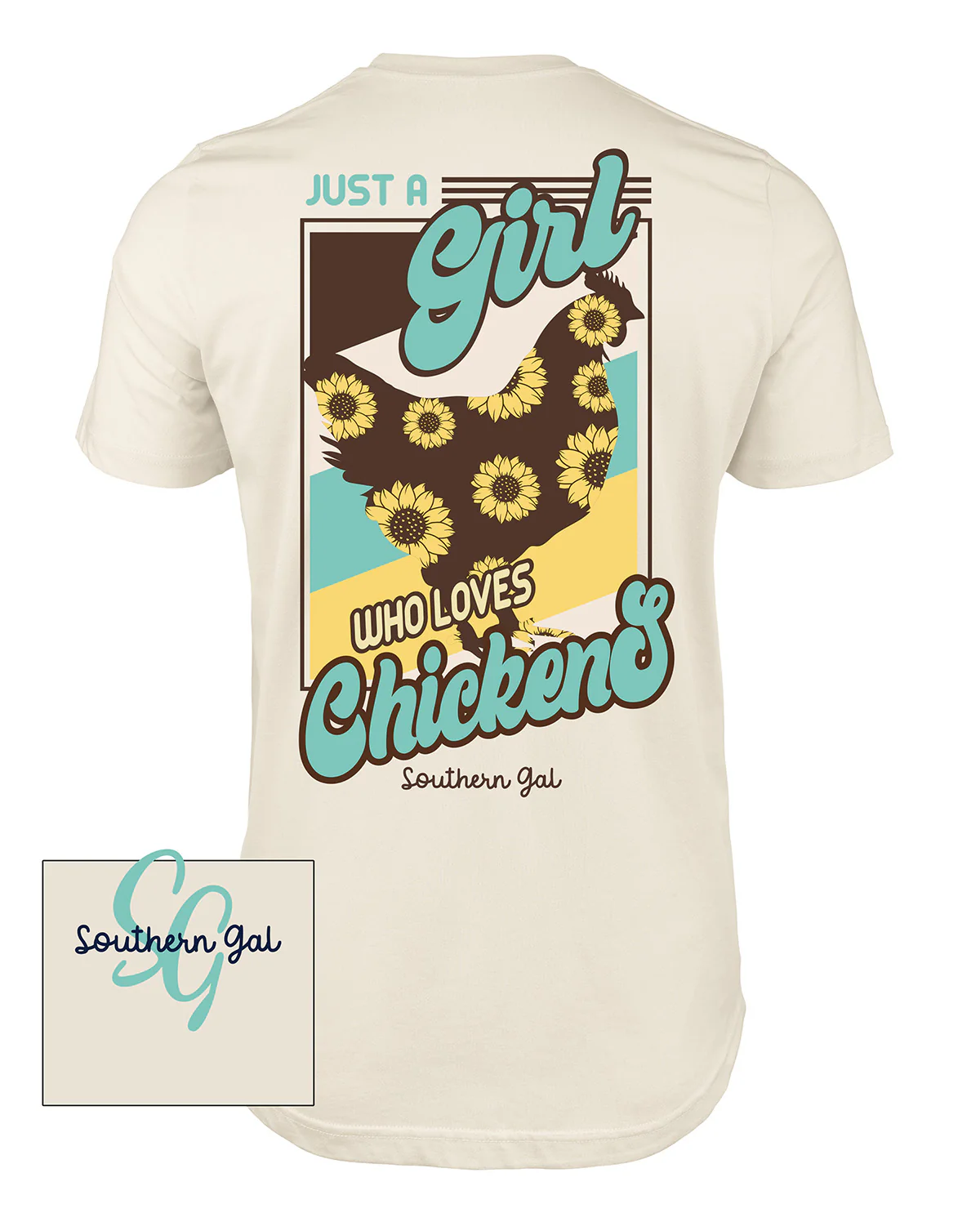Southern Gal Just A Girl Who Loves Chickens Short Sleeve Screen Tee Natural - Image 2