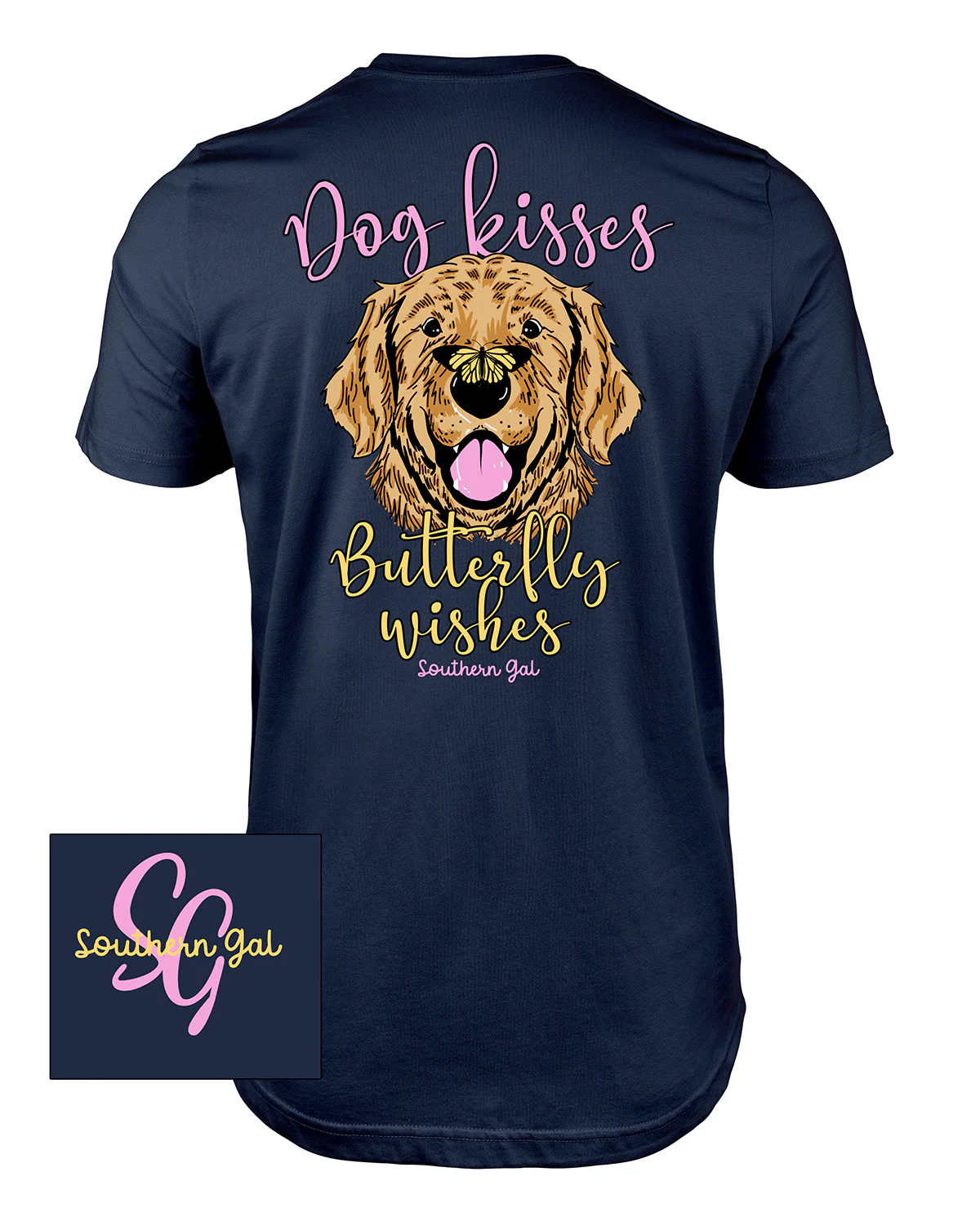 Southern Gal Kisses Short Sleeved Screen Tee Navy - Image 2