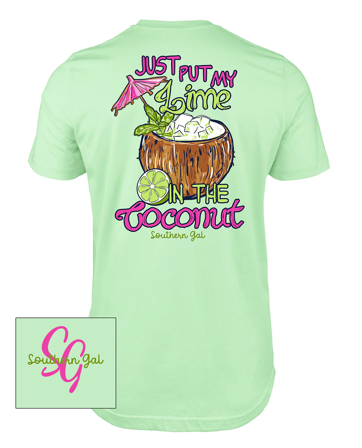 Southern Gal Lime In The Coconut Short Sleeve Screen Tee Mint - Image 2
