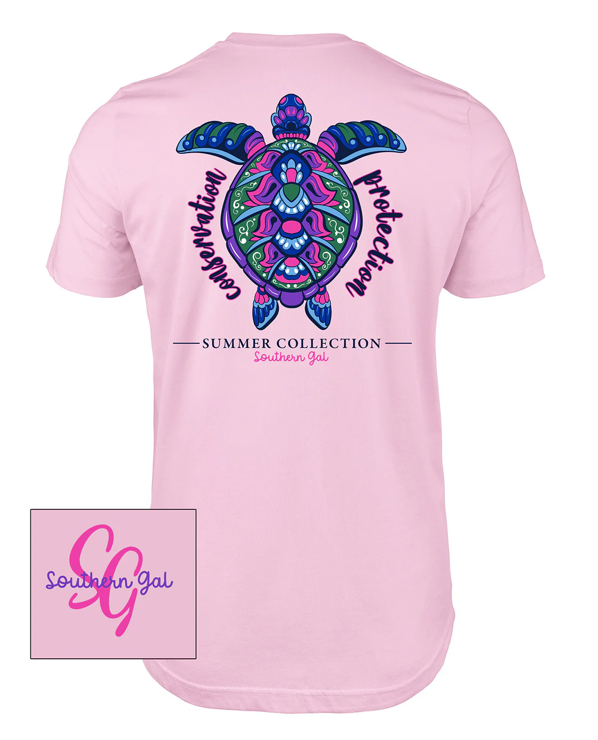 Southern Gal Turtle Short Sleeve Screen Tee Pink - Image 2
