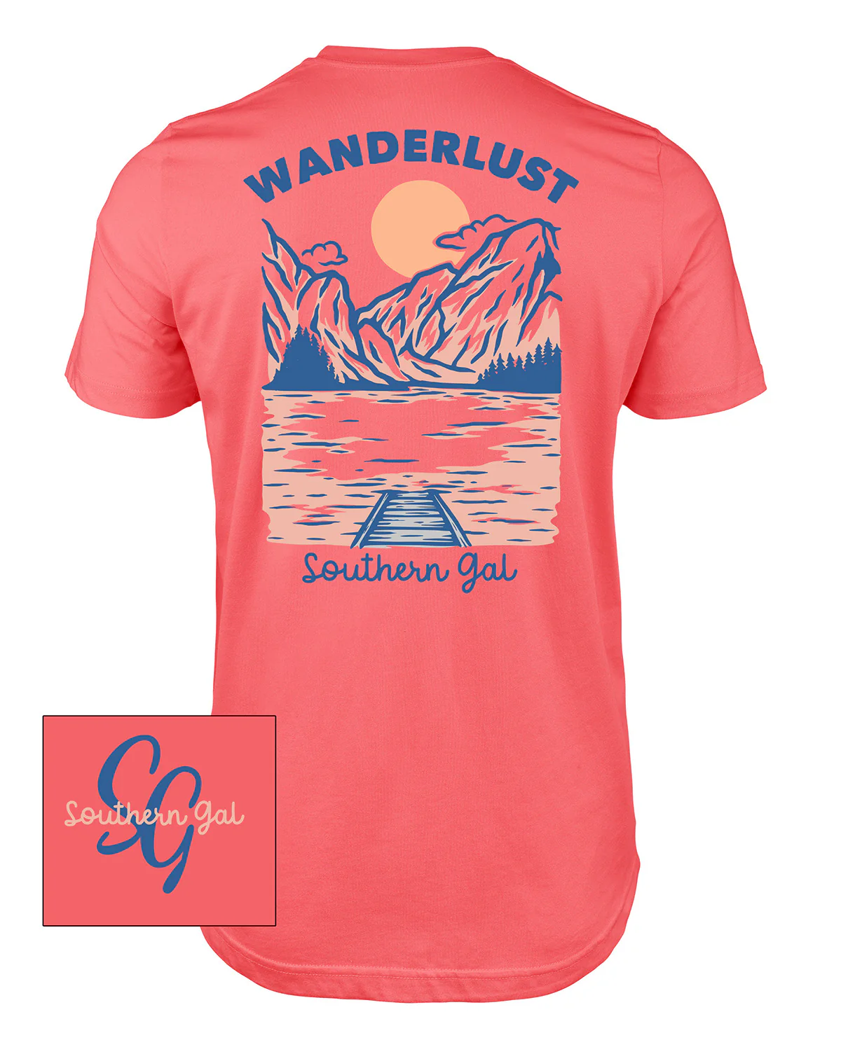 Southern Gal Wanderlust Short Sleeve Screen Tee Coral - Image 2